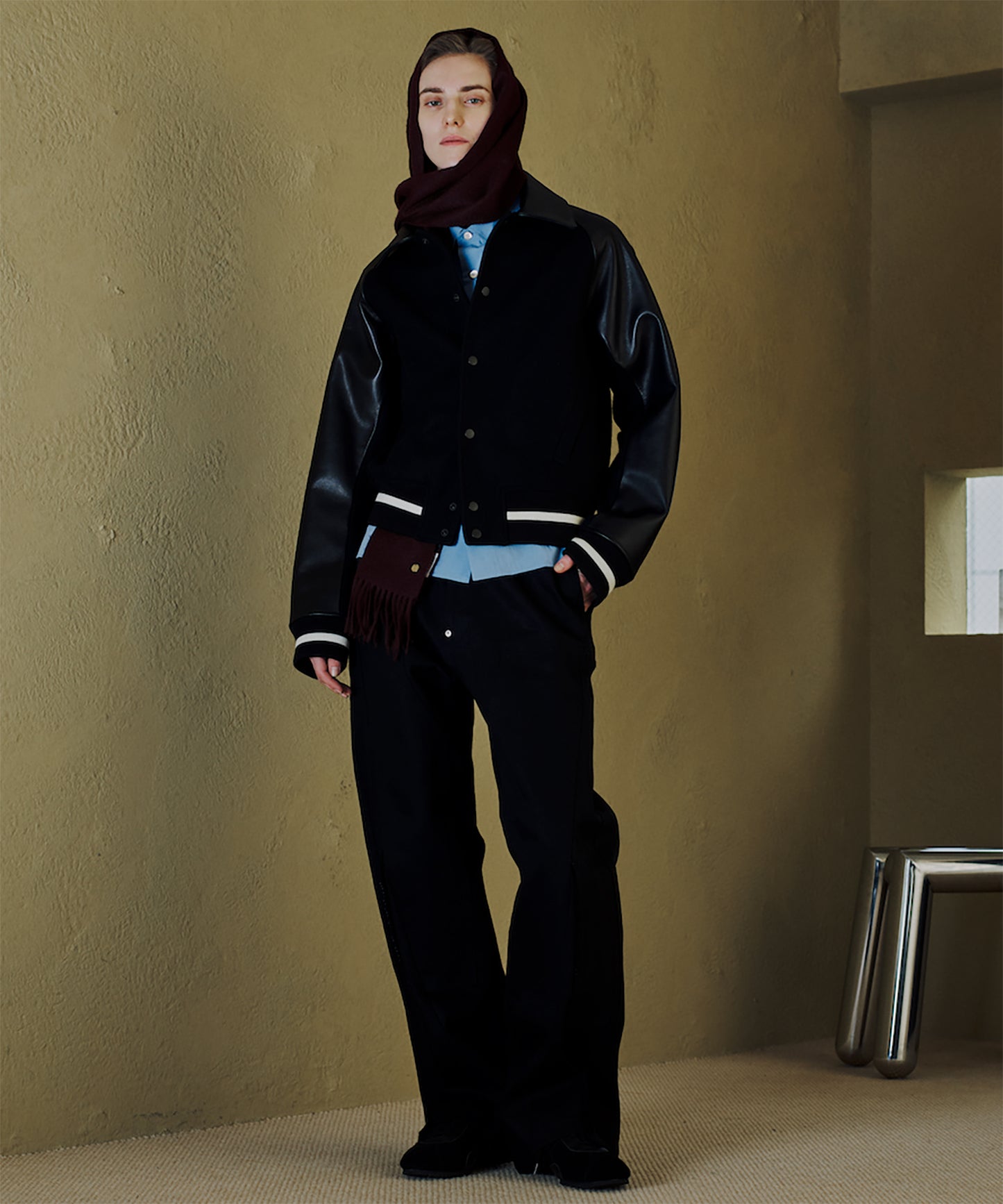 CUT OFF DOUBLE KNEE DENIM PANTS