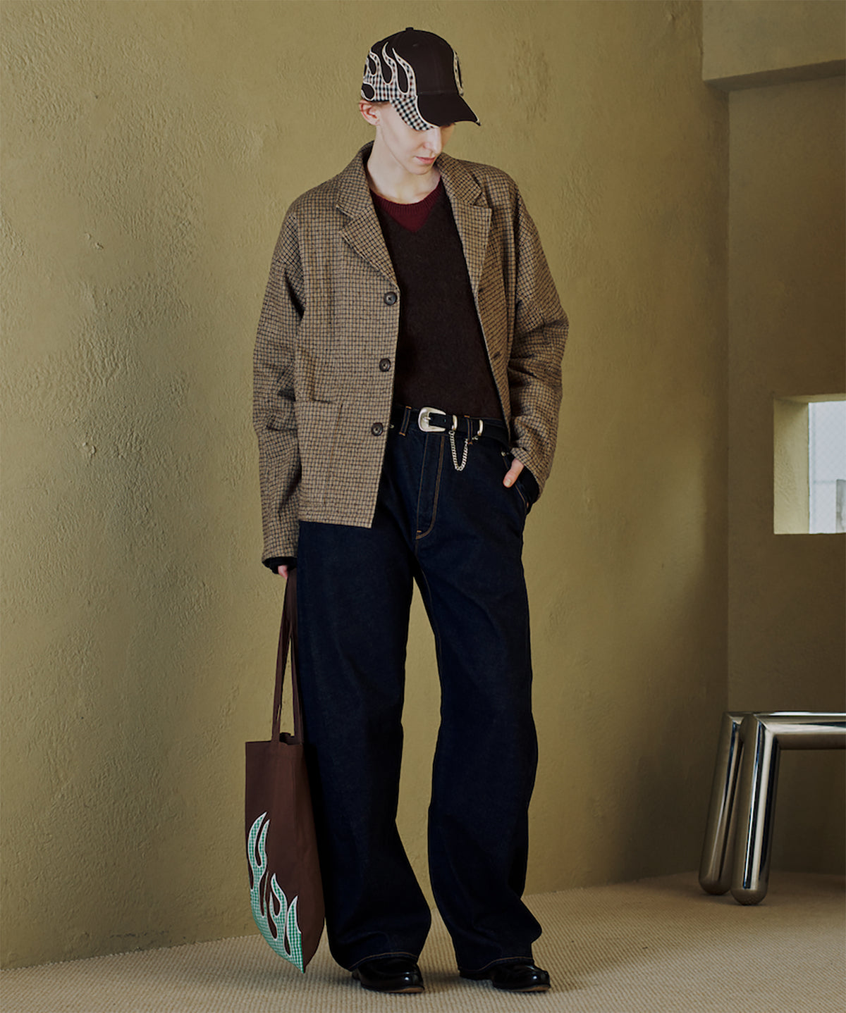 LAYERED MOHAIR KNIT SHIRT