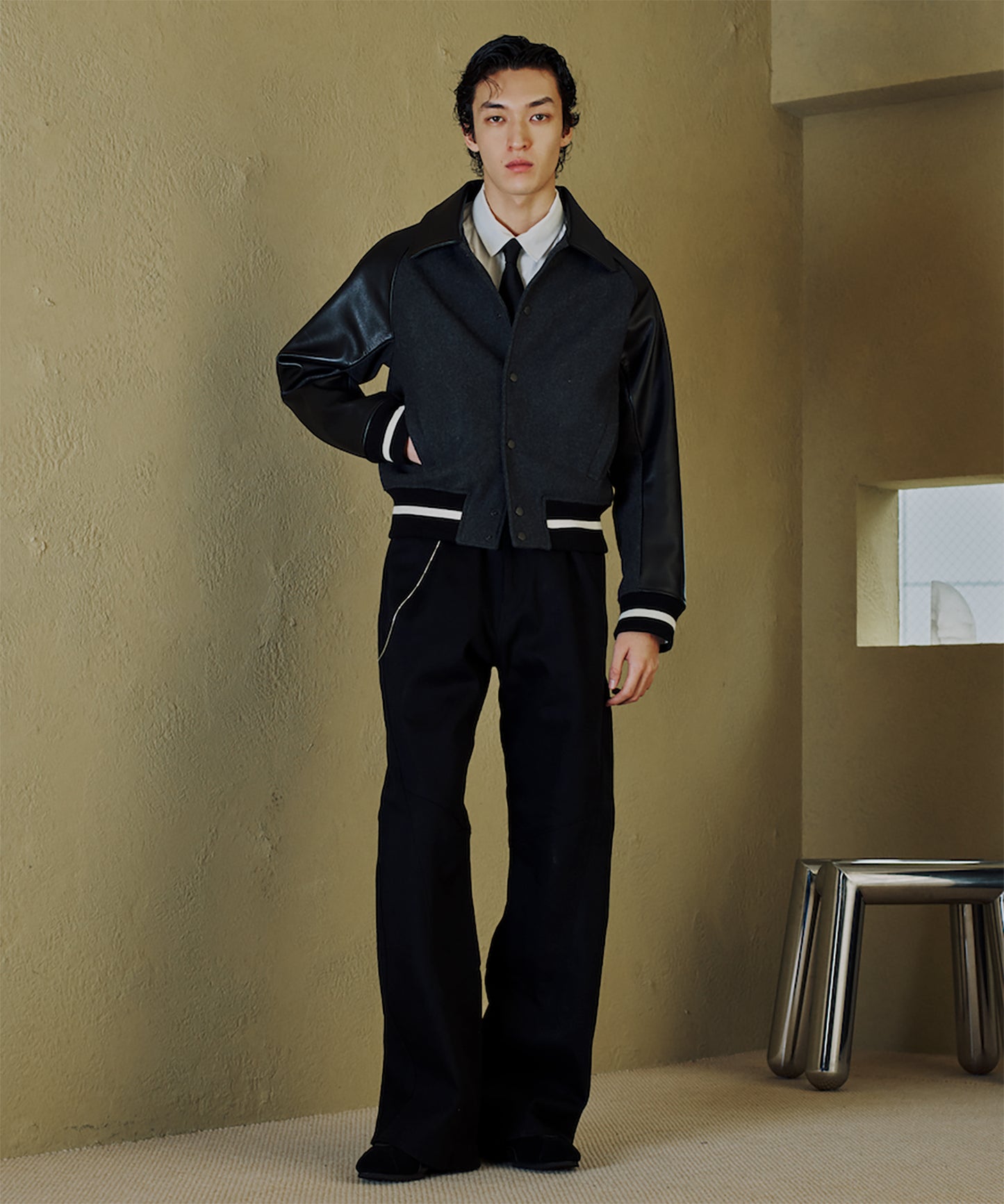 ENGINEERED DRAPING FLARE DENIM PANTS