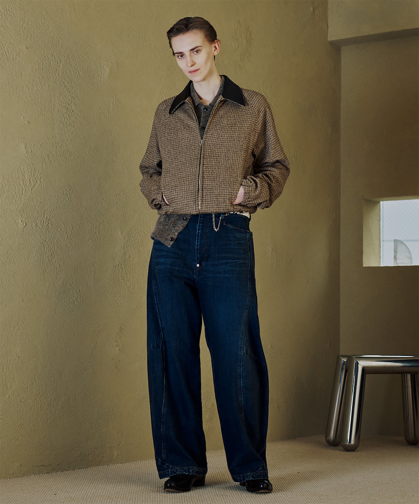 LEATHER COLLAR SHORT JACKET