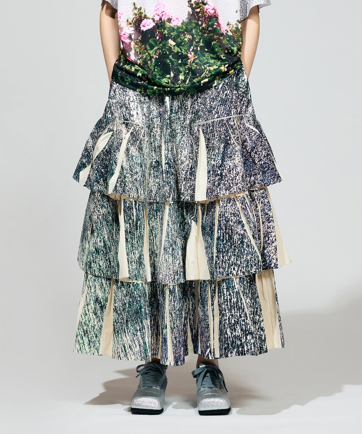 DIRECT PRINT RIB GATHER LONG SKIRT【商品納期 3月下旬】