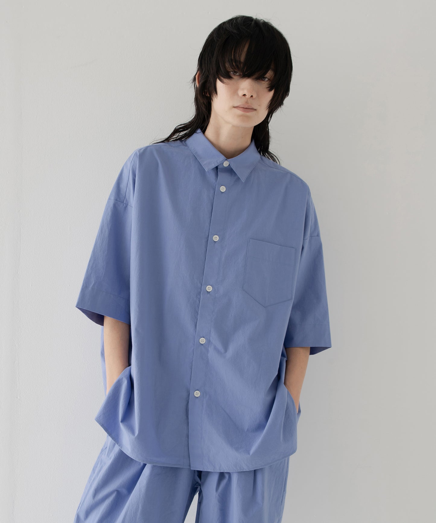 Omi-zarashi half-sleeve over shirt