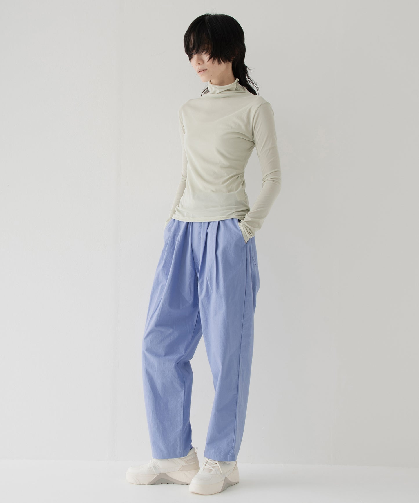 high twist jersey t-neck top