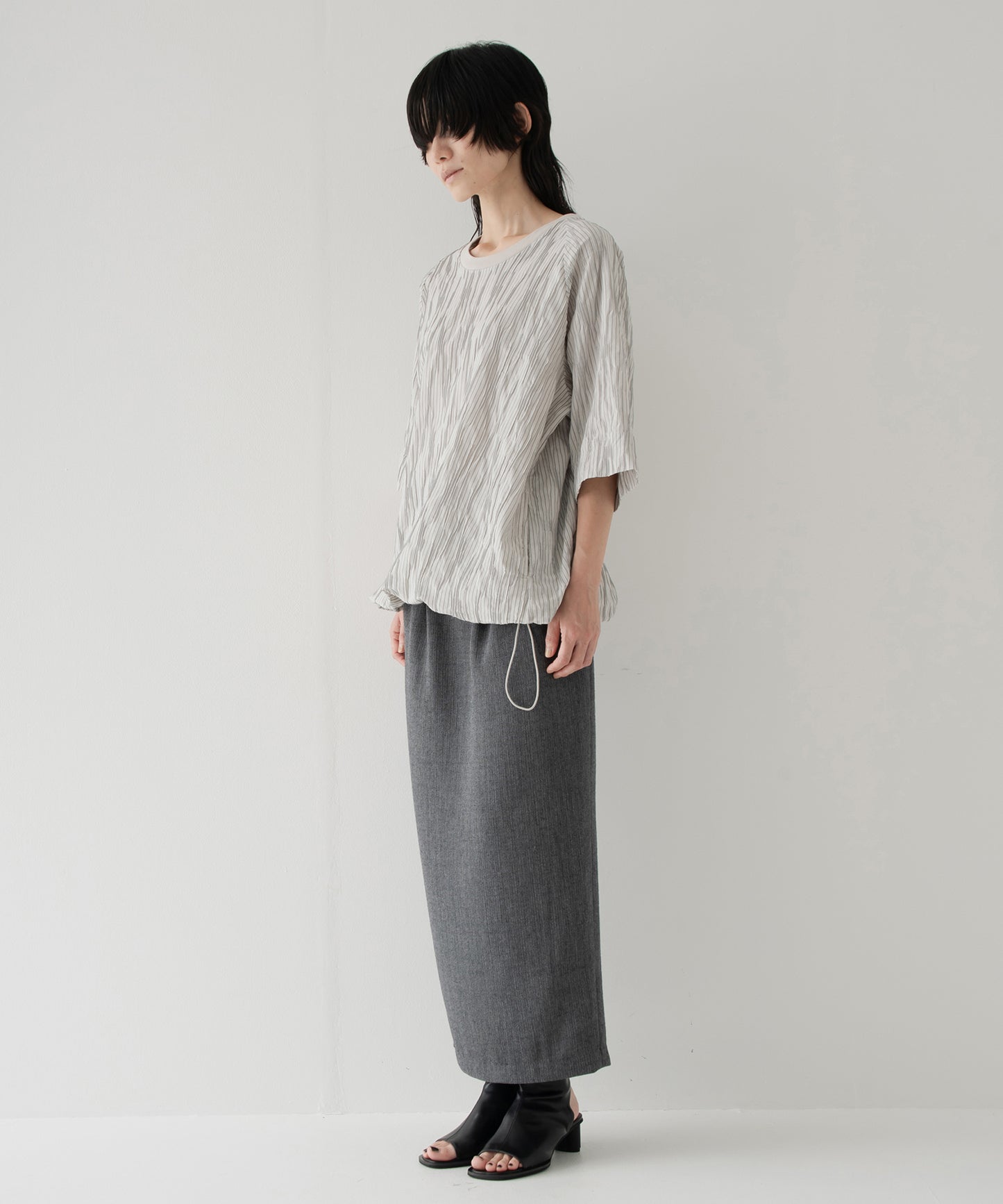 tucked dobby poncho shirt