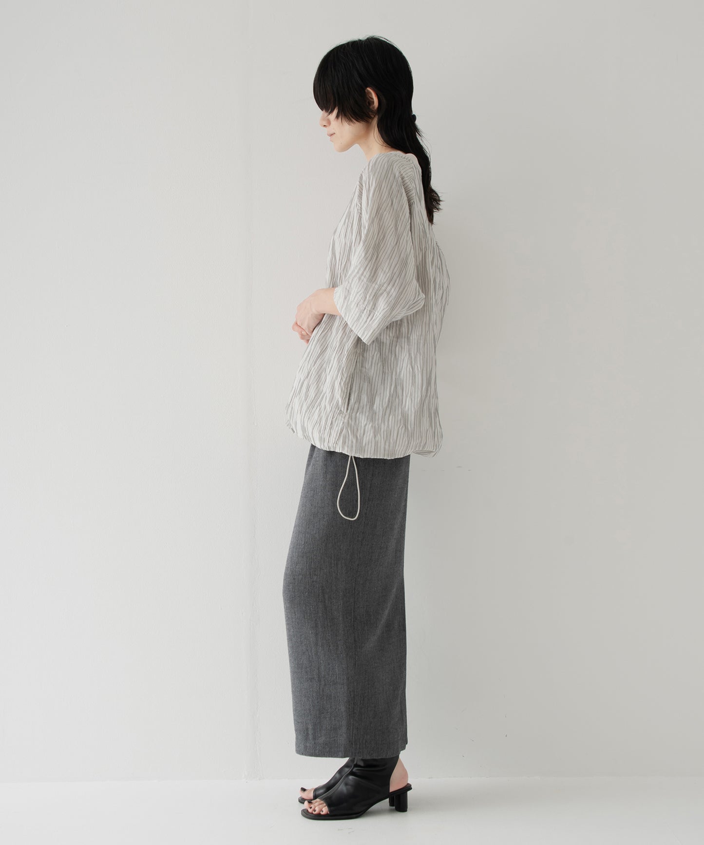 tucked dobby poncho shirt