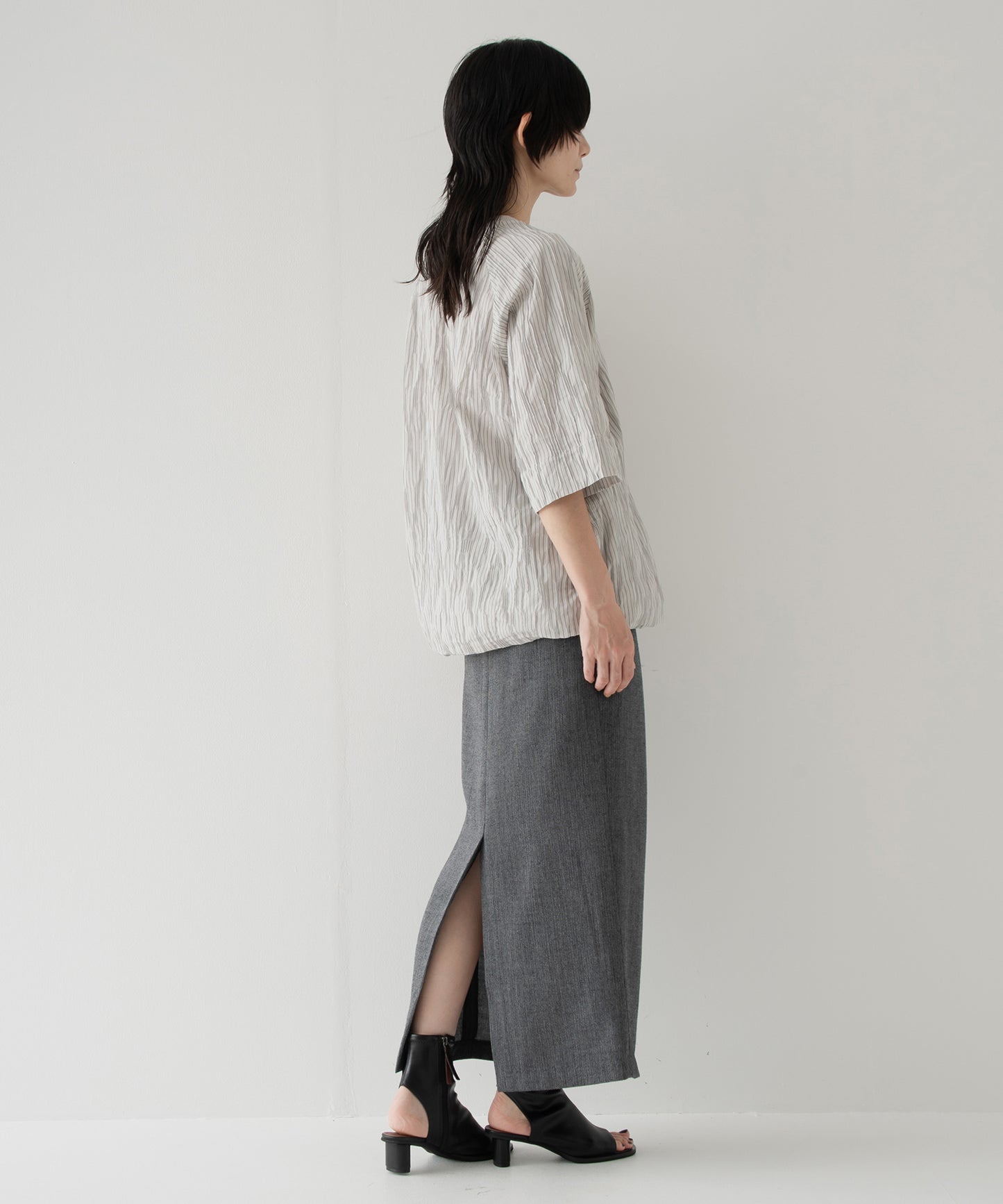 tucked dobby poncho shirt