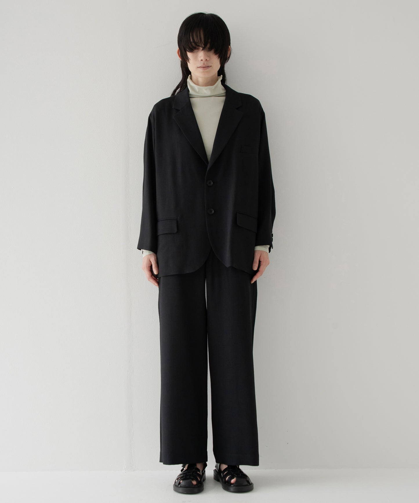 summer wool wide full-length slacks