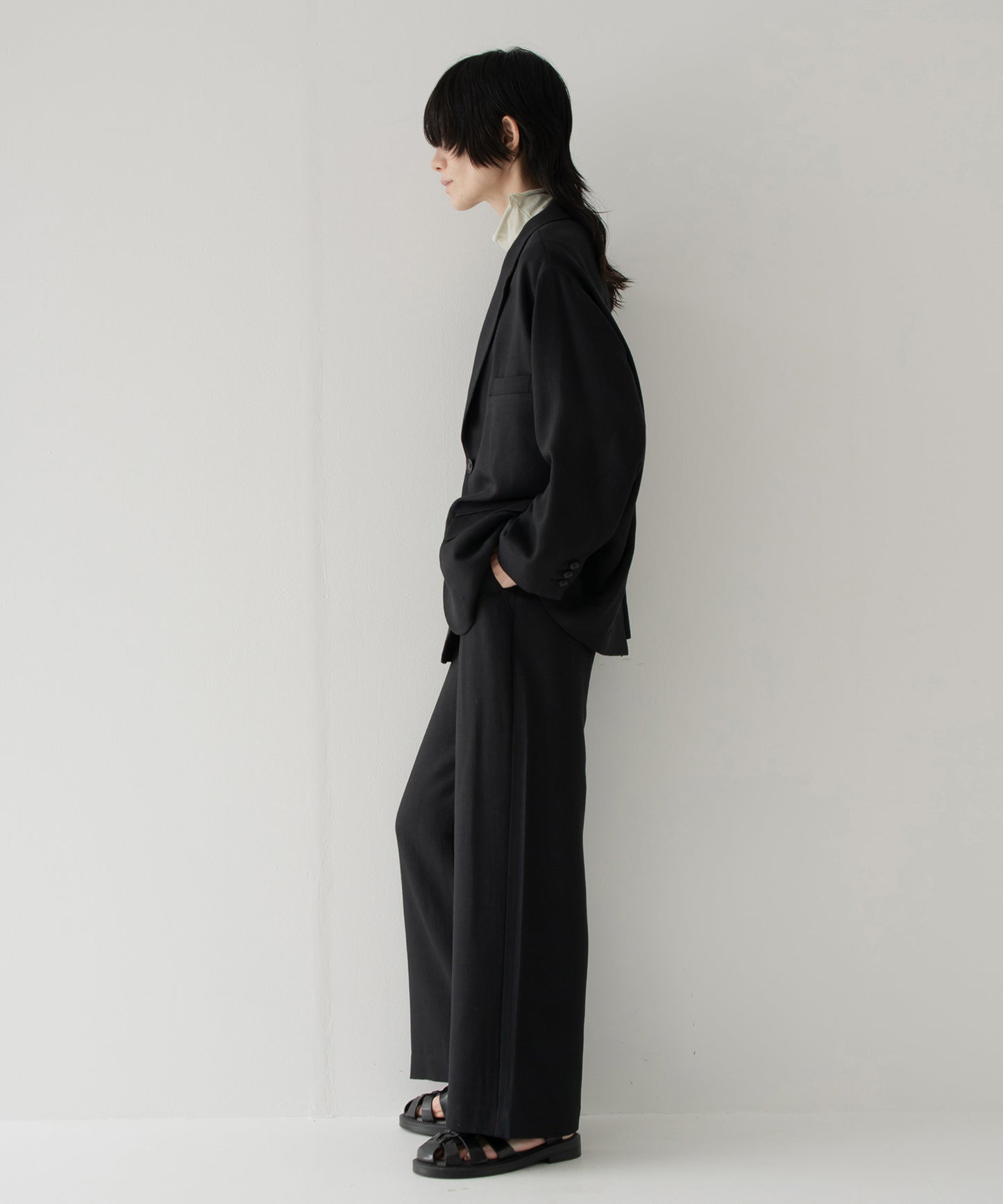 summer wool wide full-length slacks
