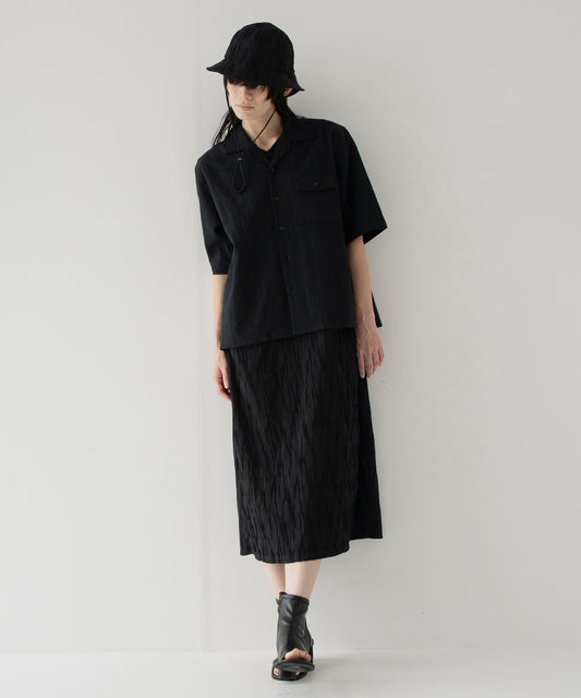 tucked dobby french-sleeve dress