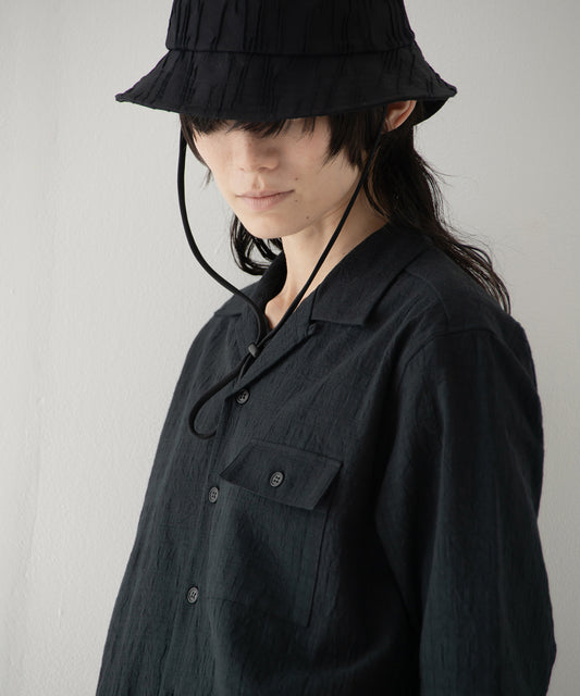 wrinkled effect open collar shirt