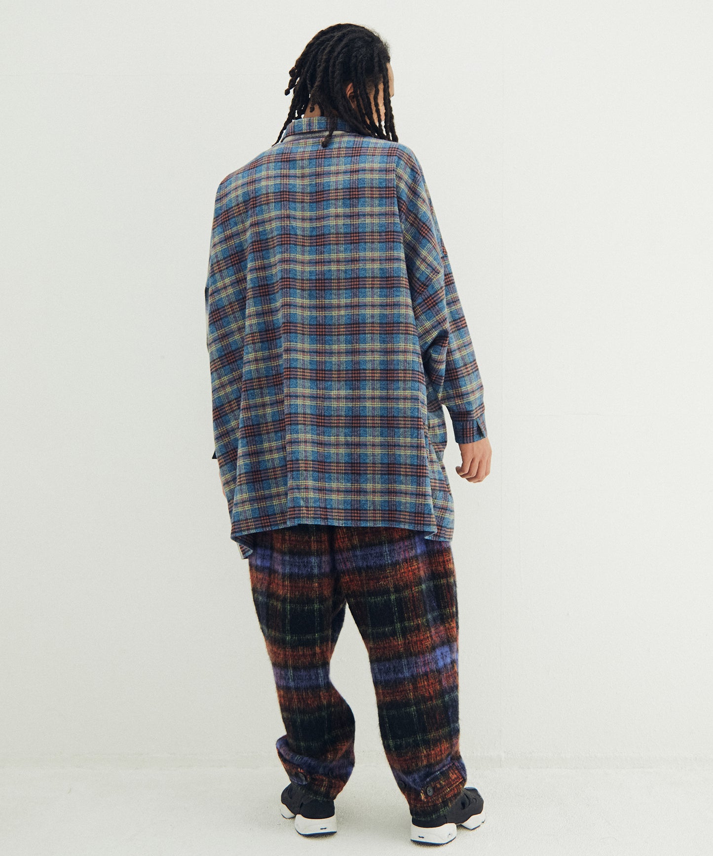 Half flannel check big shirt