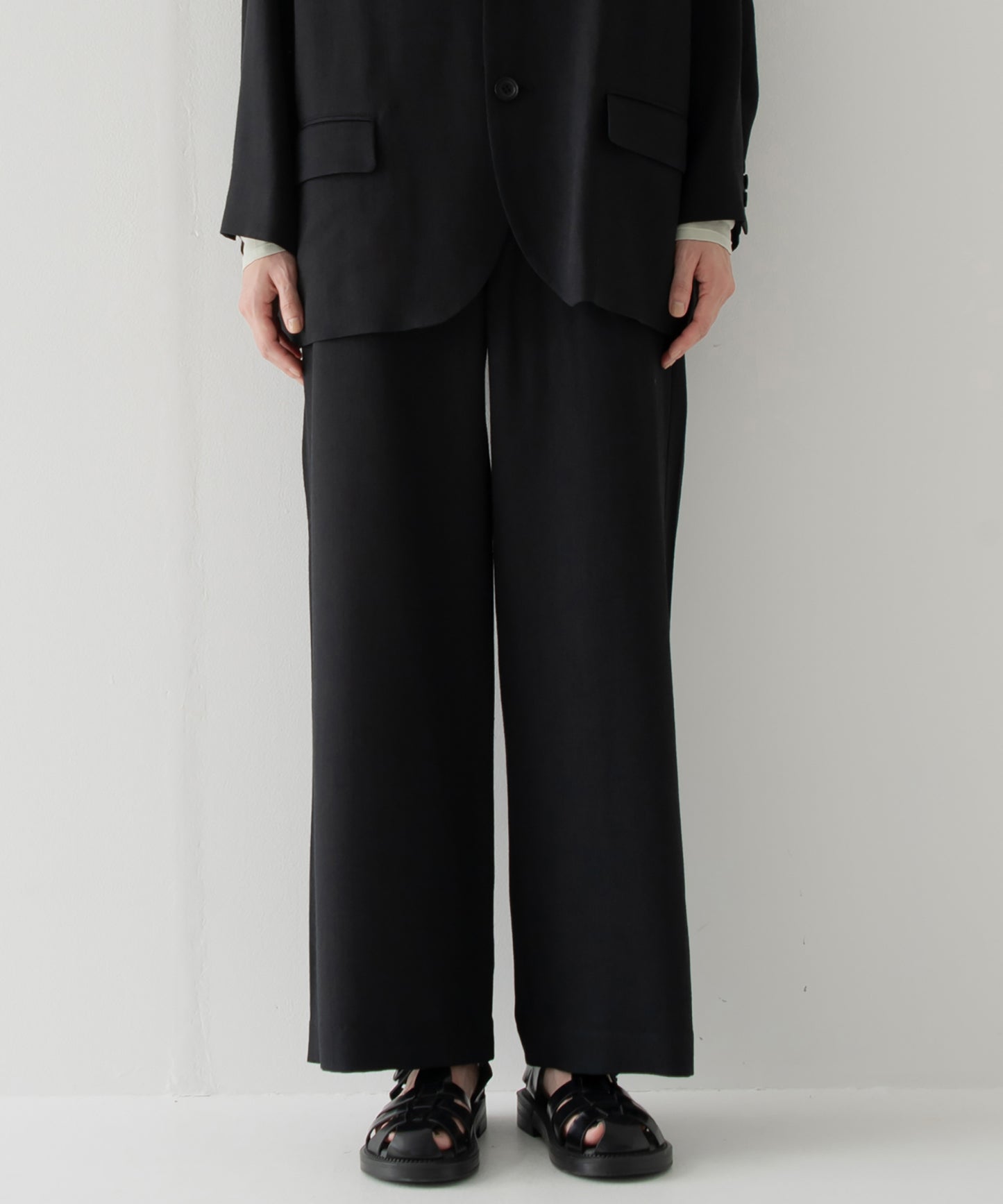 summer wool wide full-length slacks