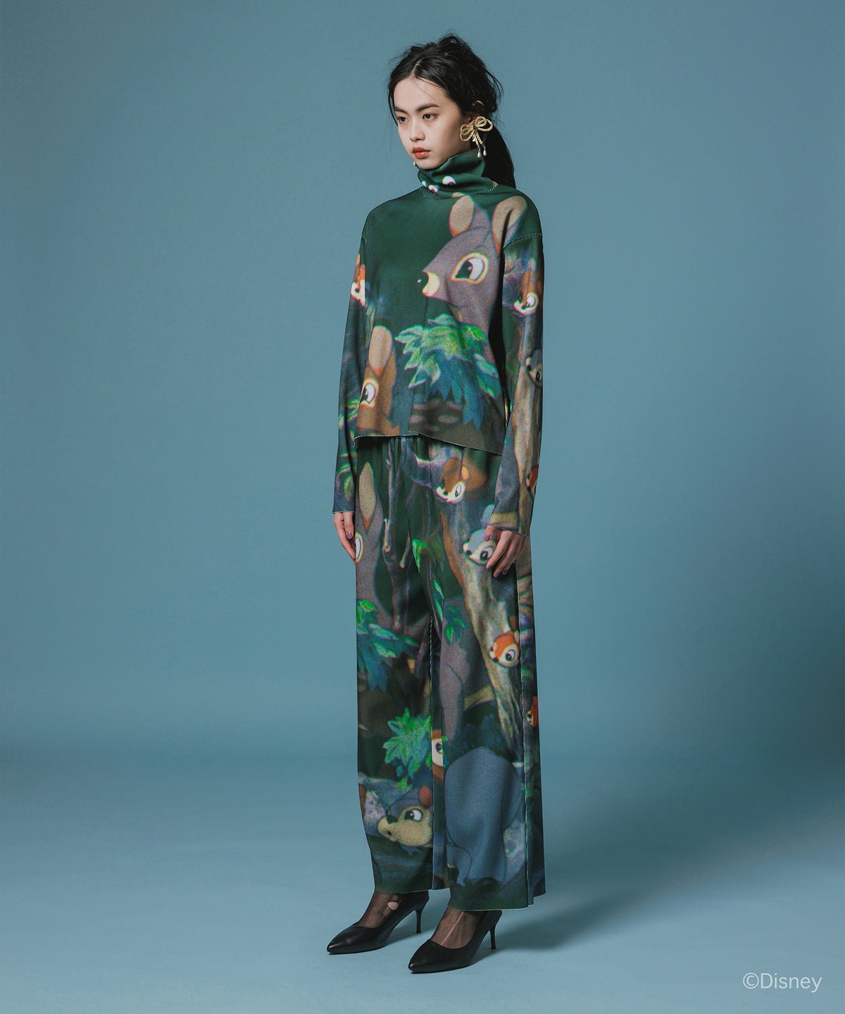 Disney 『Snow White』 NON TOKYO 　PRINT RIB HI-NECK TOP