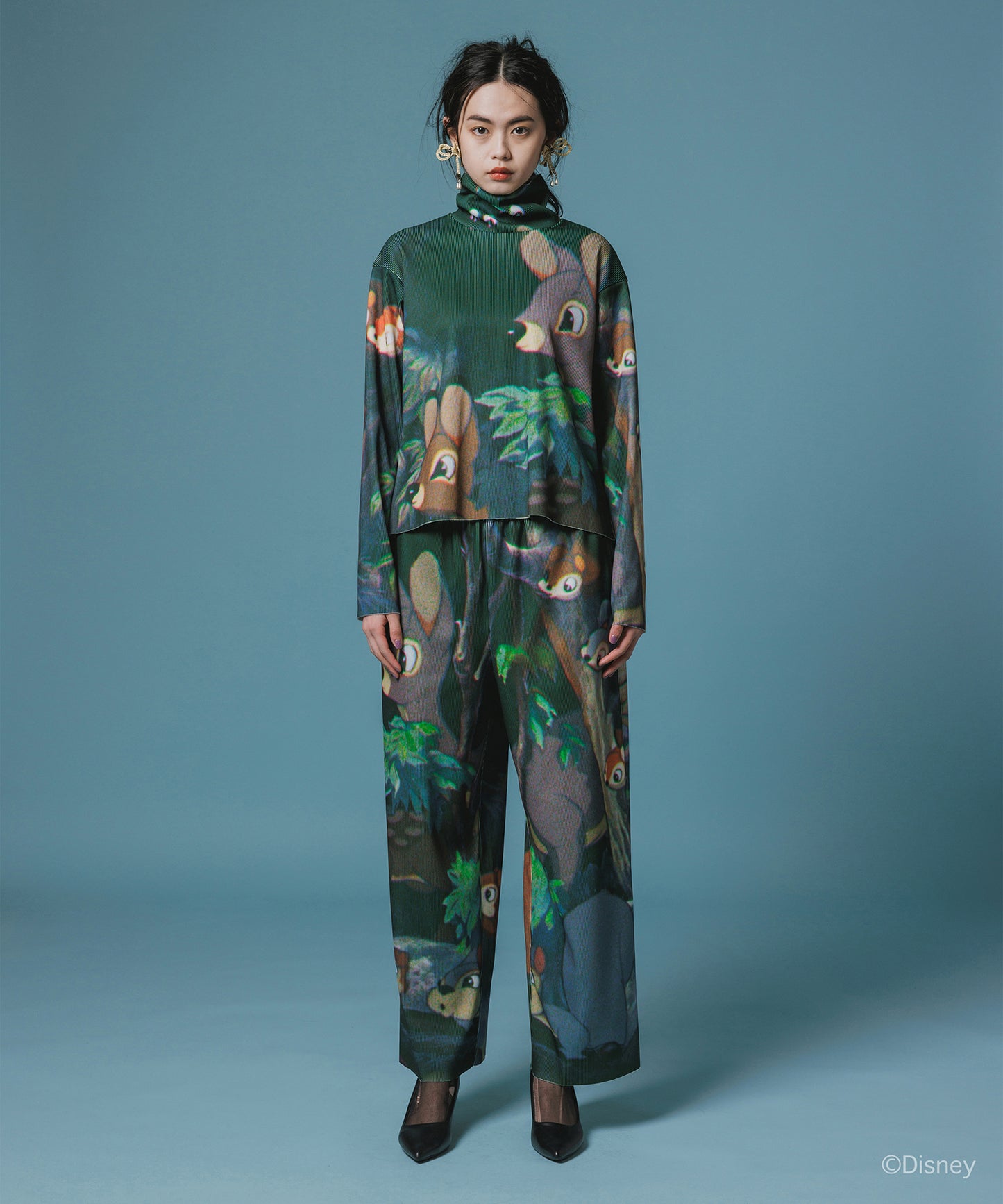 Disney 『Snow White』 NON TOKYO 　PRINT RIB WIDE PANTS