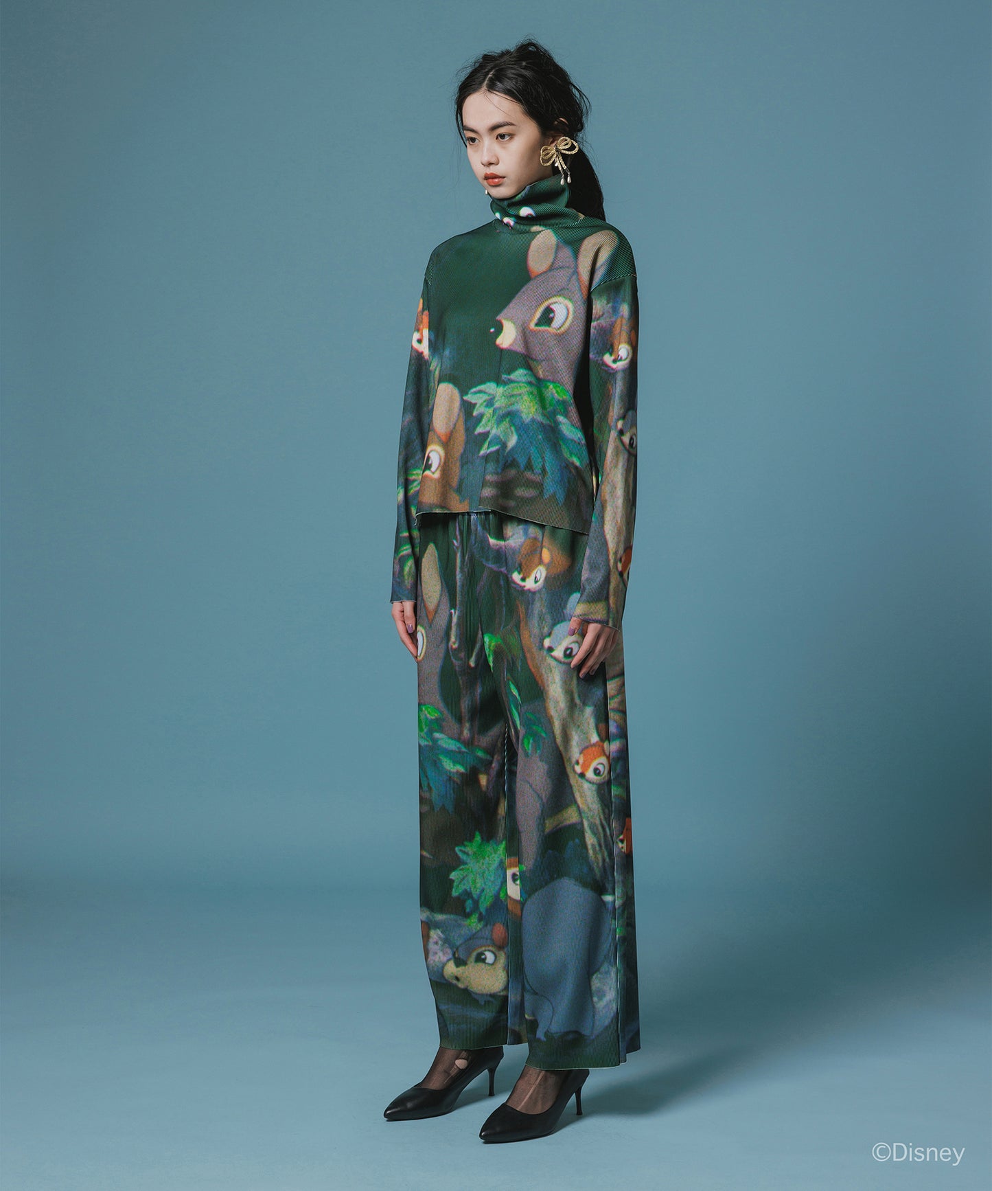 Disney 『Snow White』 NON TOKYO 　PRINT RIB WIDE PANTS