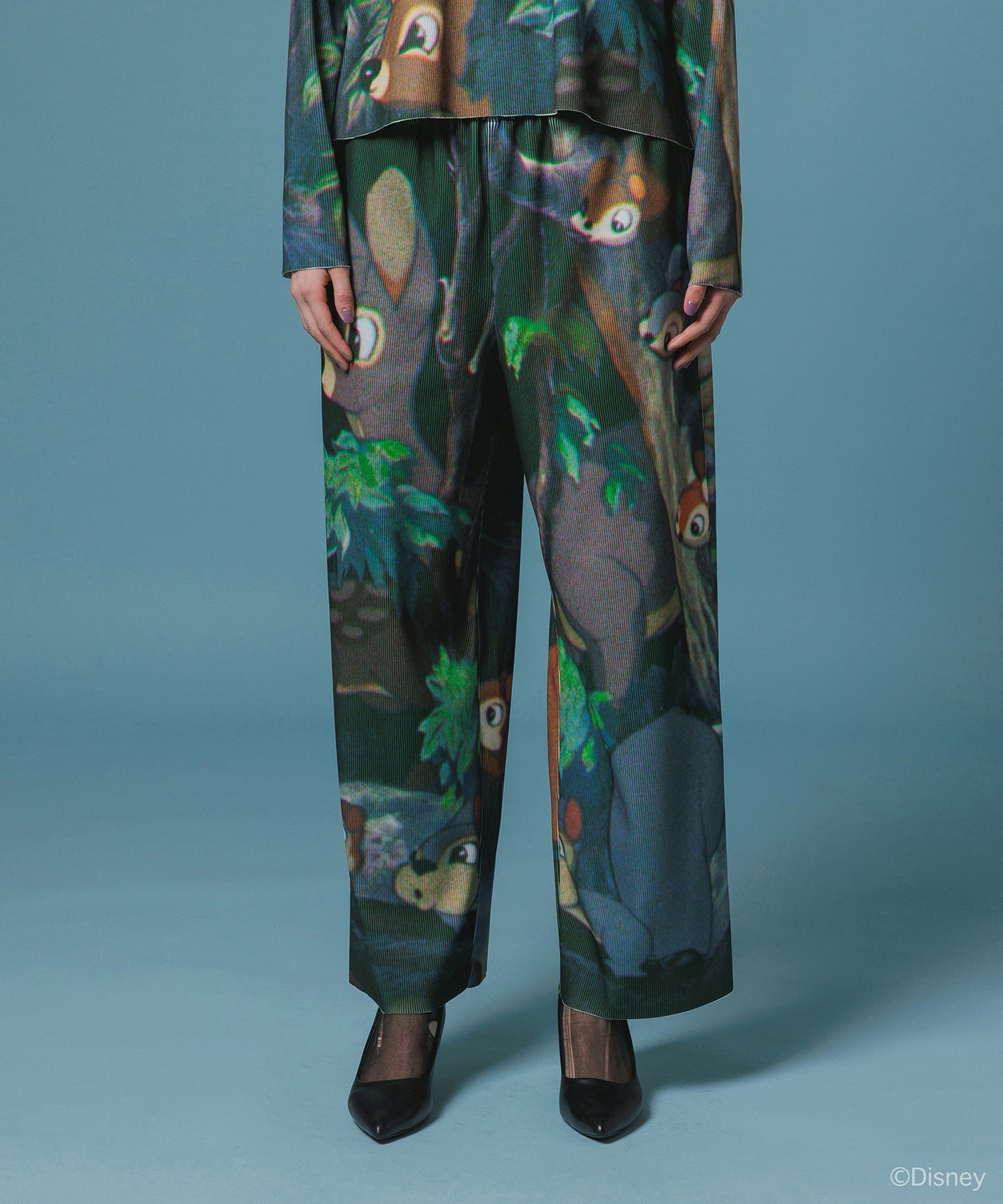 Disney 『Snow White』 NON TOKYO 　PRINT RIB WIDE PANTS