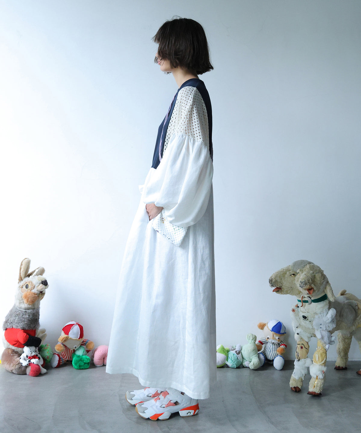 MIXTURE MEMORY DRESS　SILK SCREEN