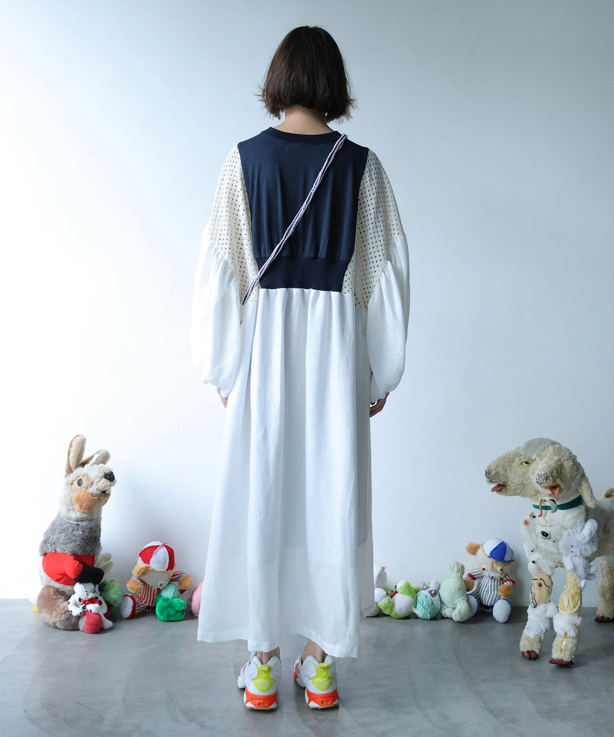 MIXTURE MEMORY DRESS　SILK SCREEN
