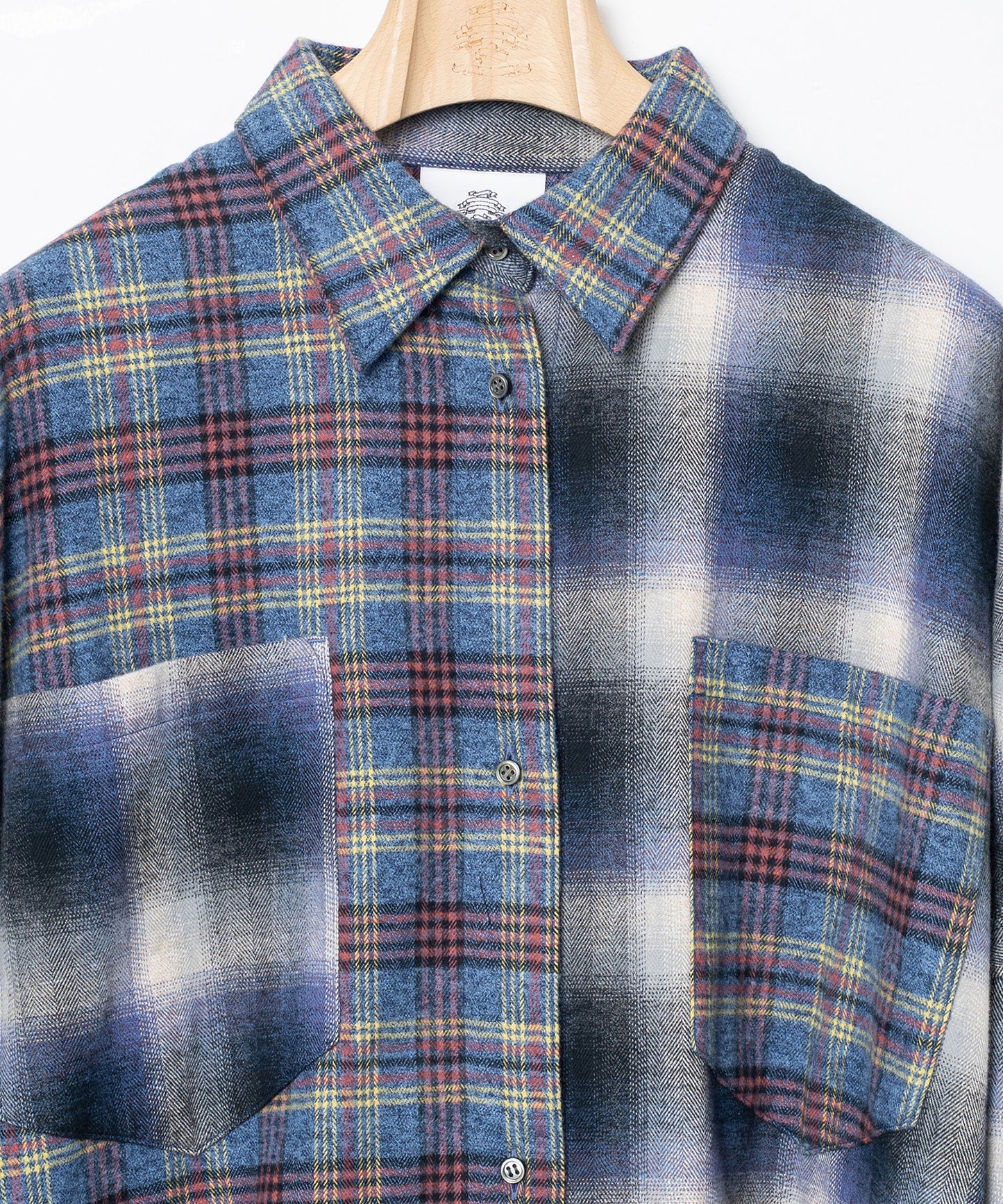 Half flannel check big shirt