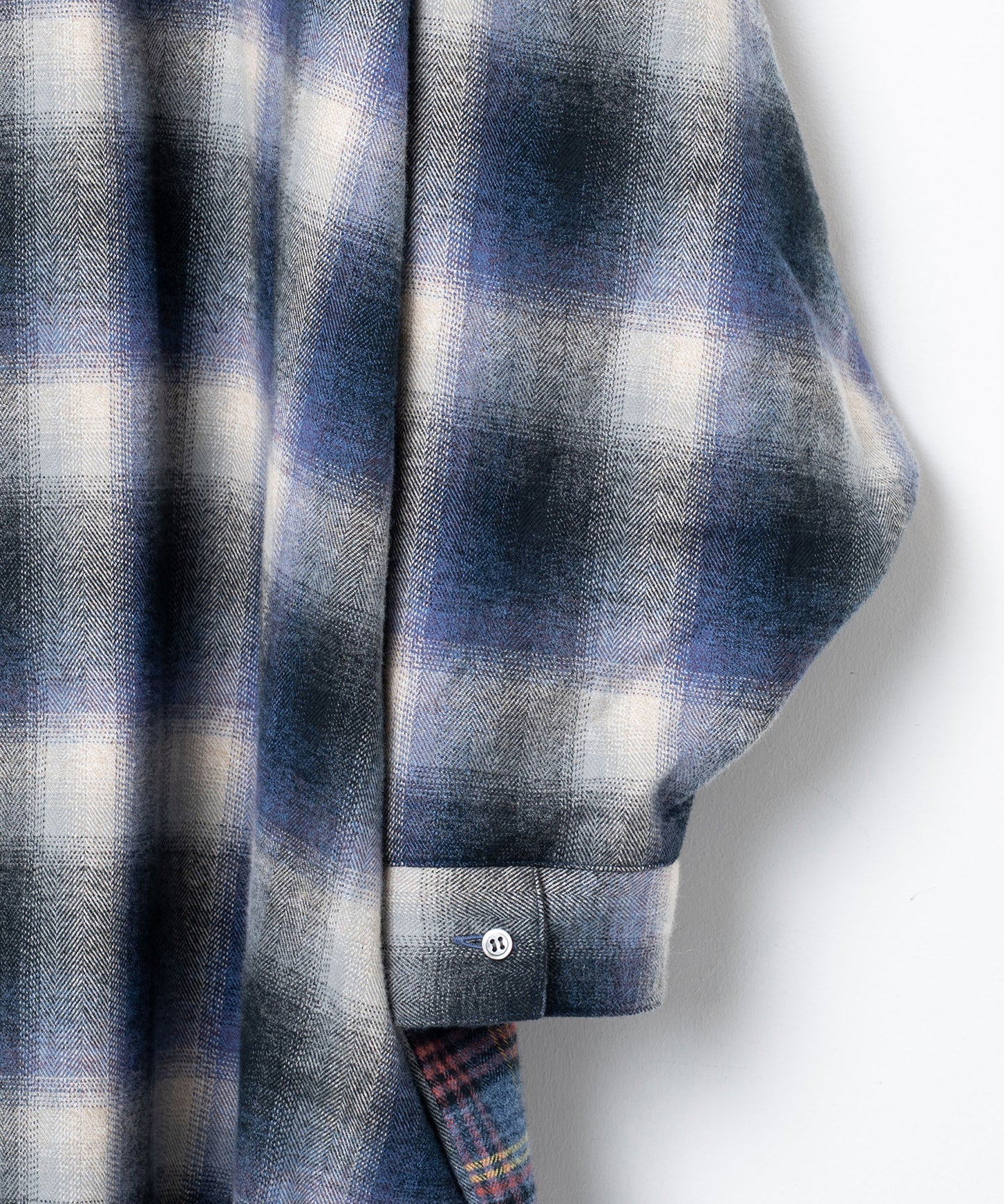 Half flannel check big shirt