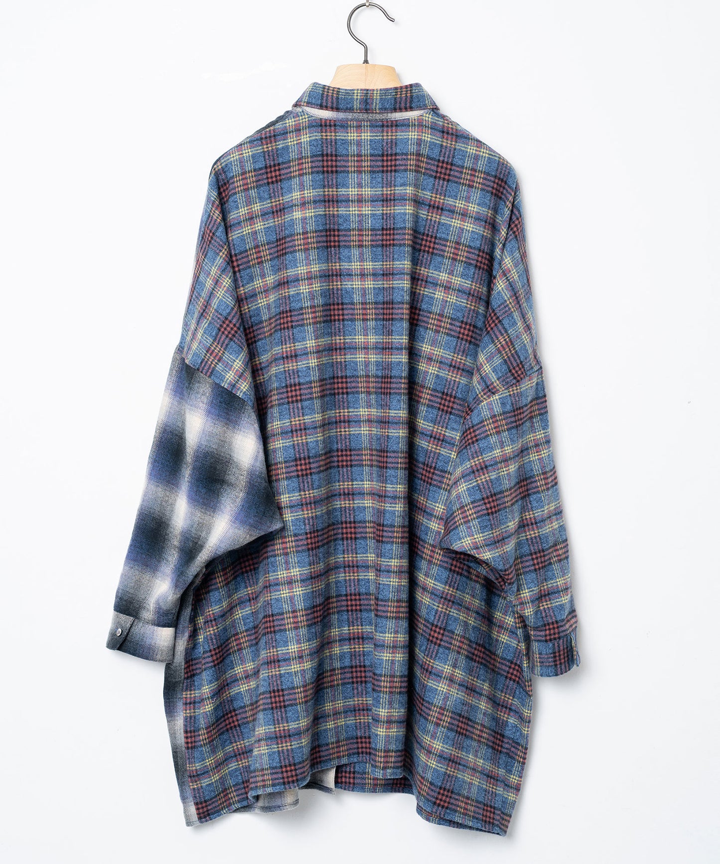 Half flannel check big shirt