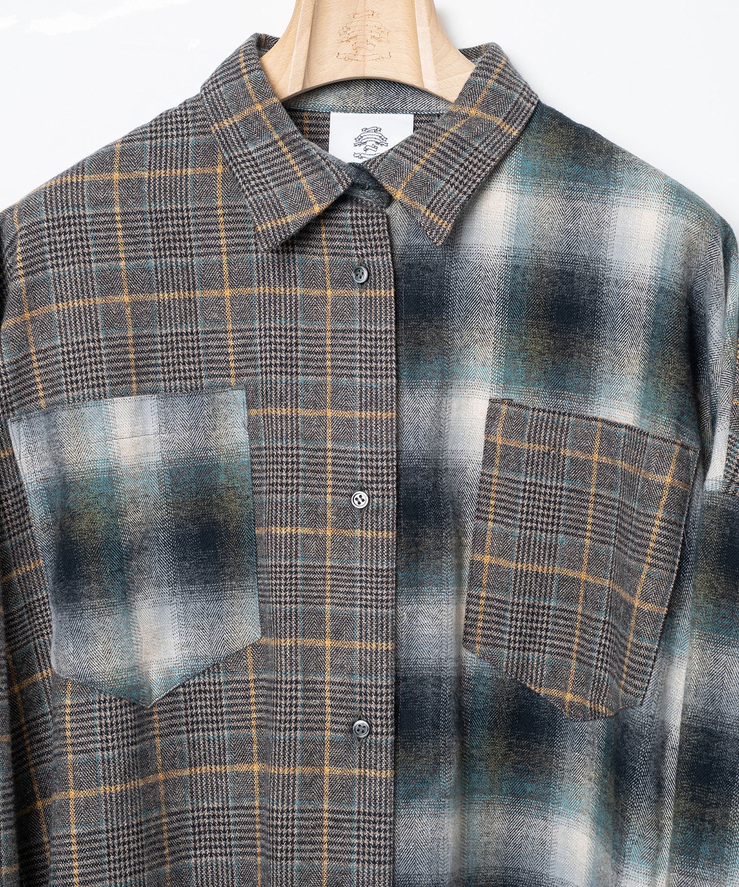Half flannel check big shirt