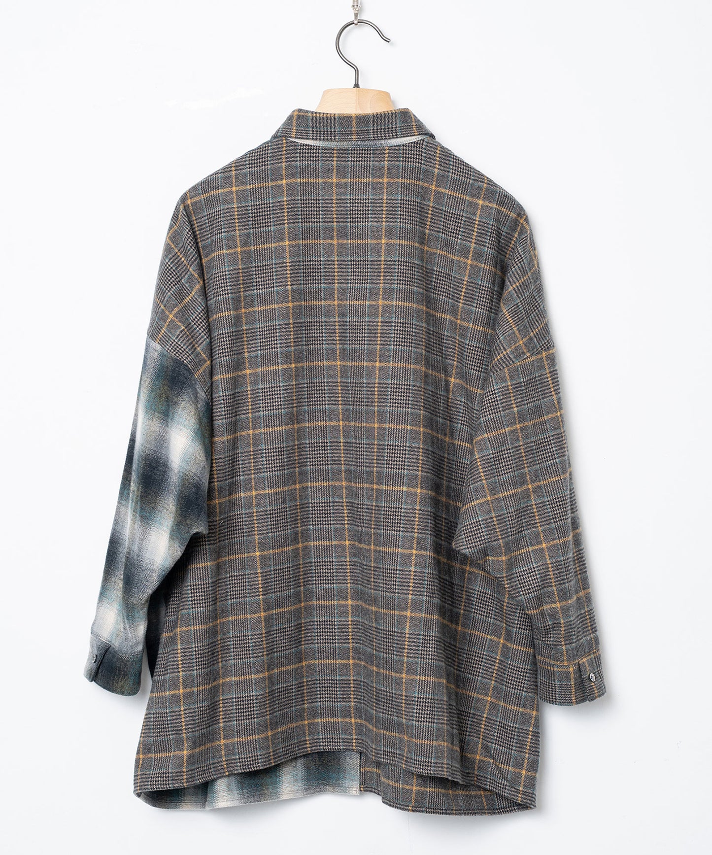 Half flannel check big shirt