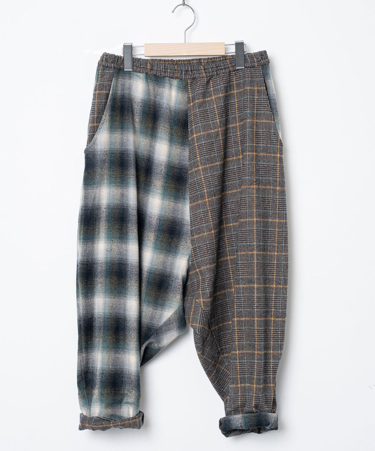Half flannel check Wide Pants