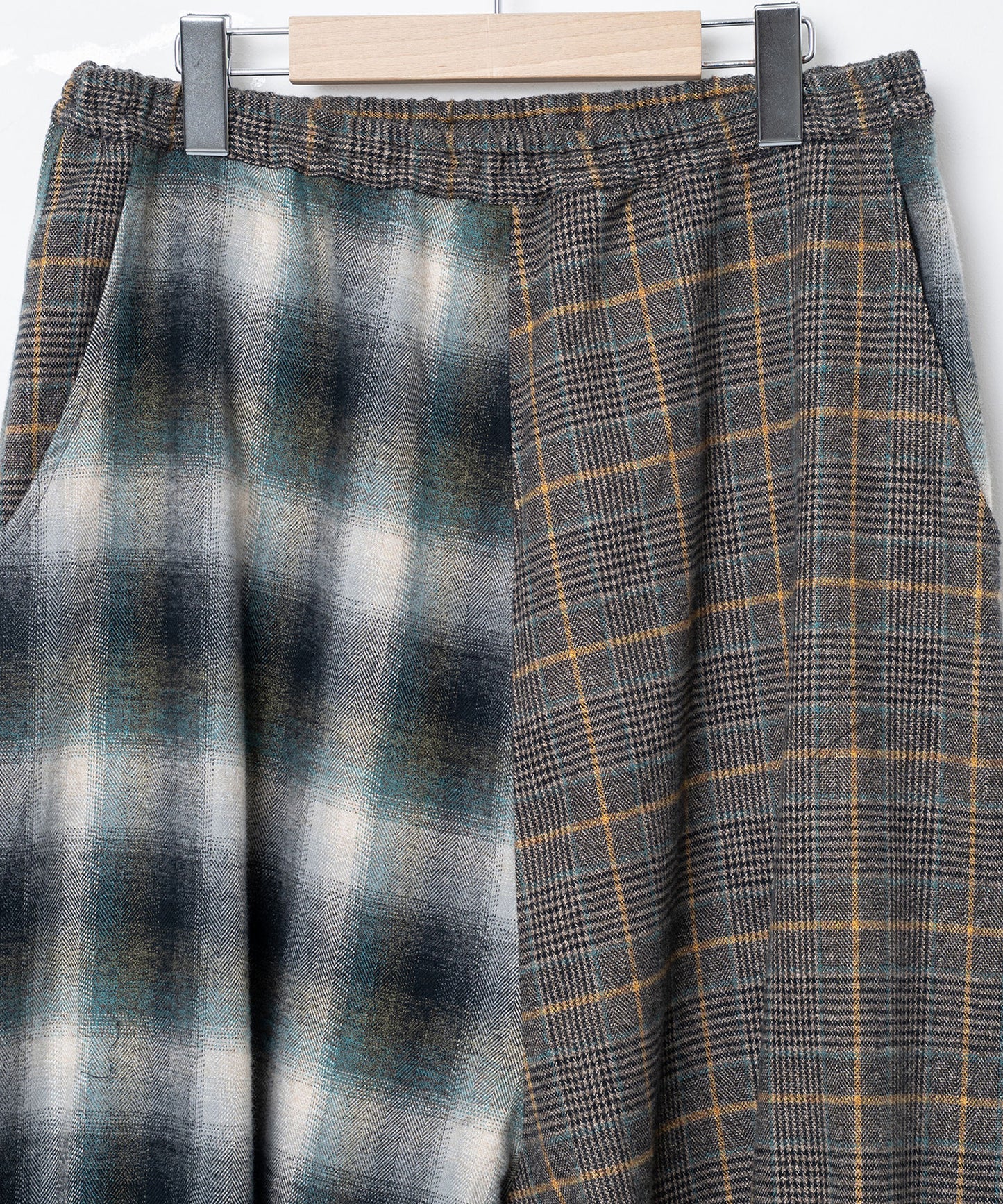 Half flannel check Wide Pants