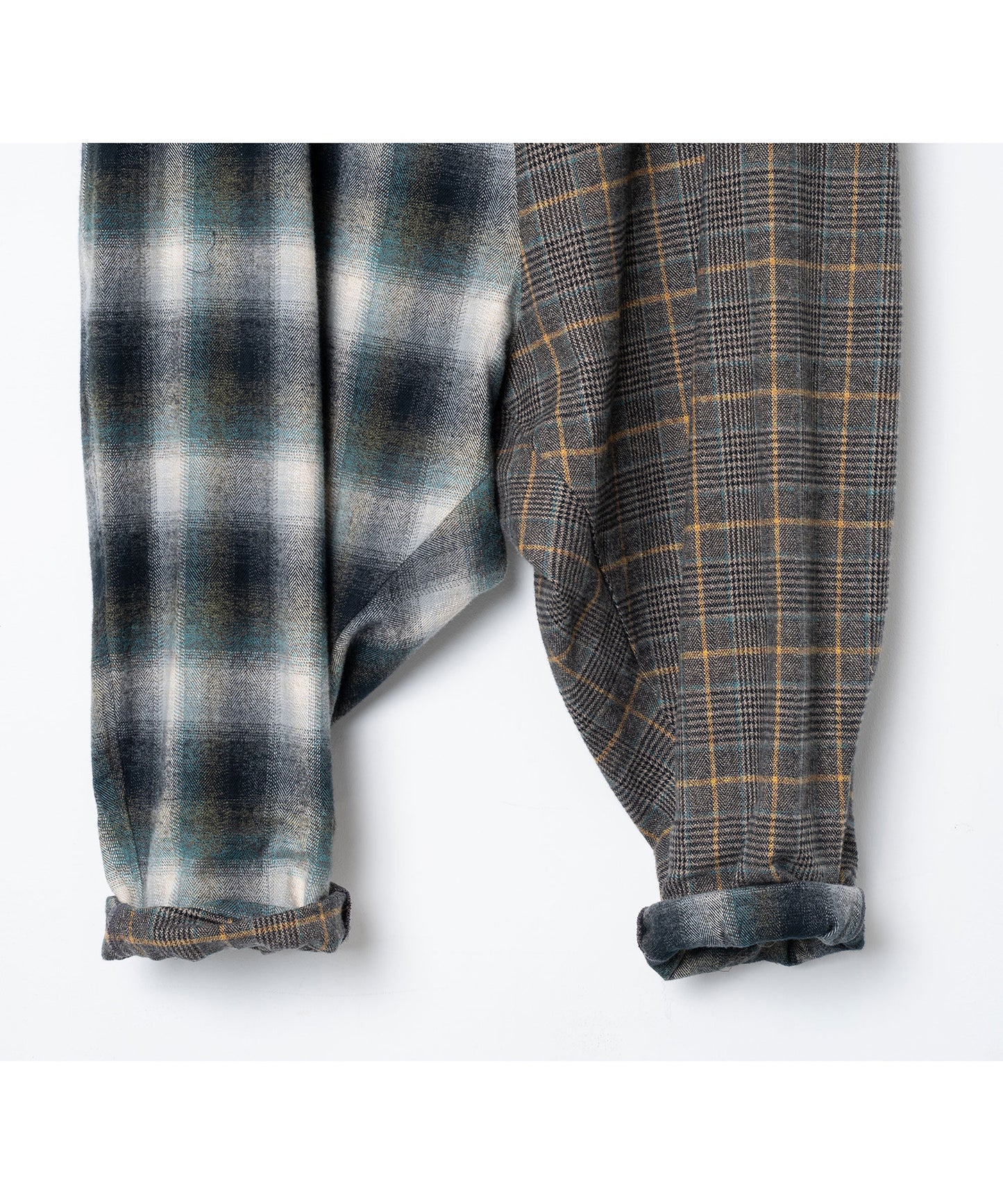 Half flannel check Wide Pants