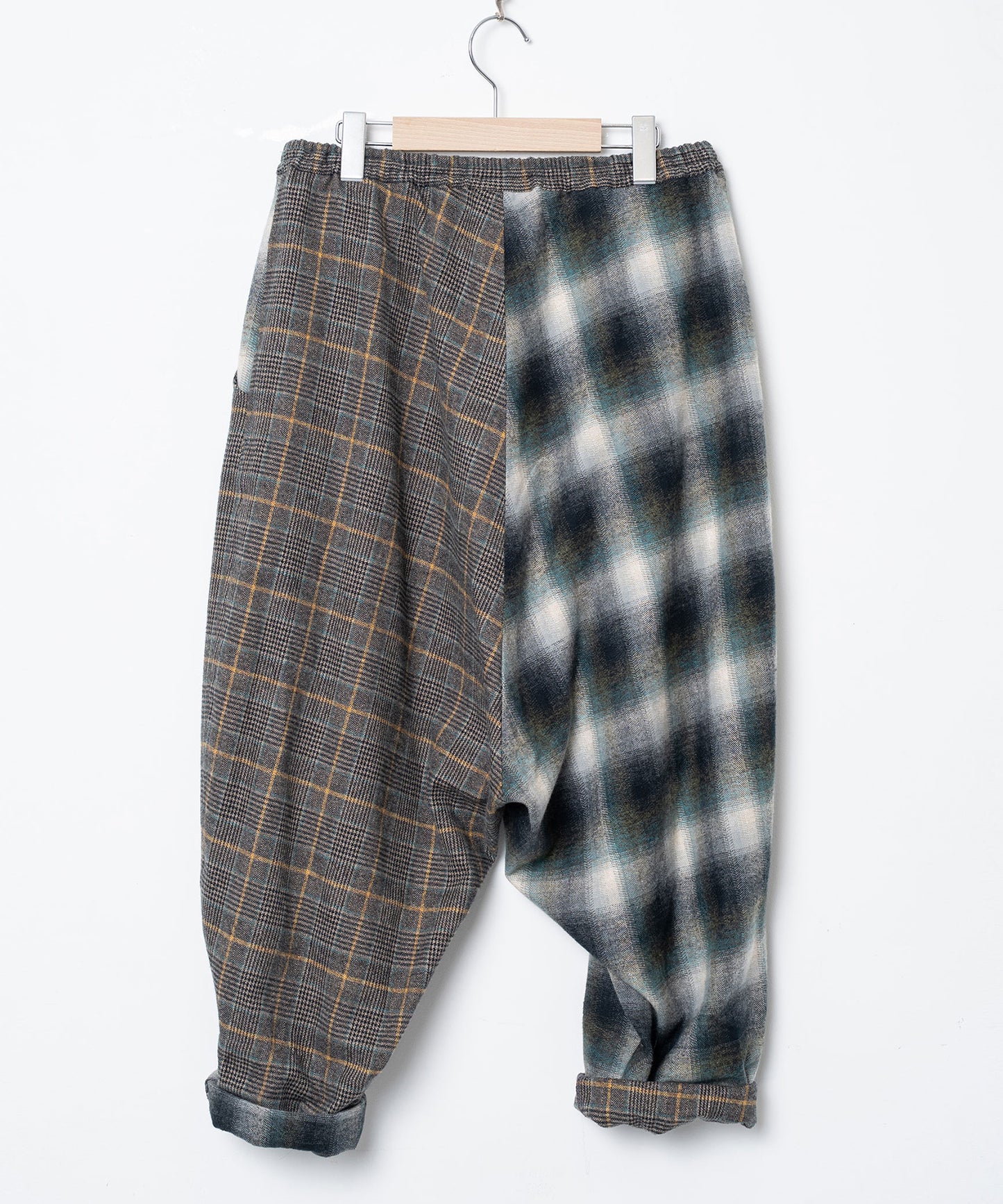 Half flannel check Wide Pants