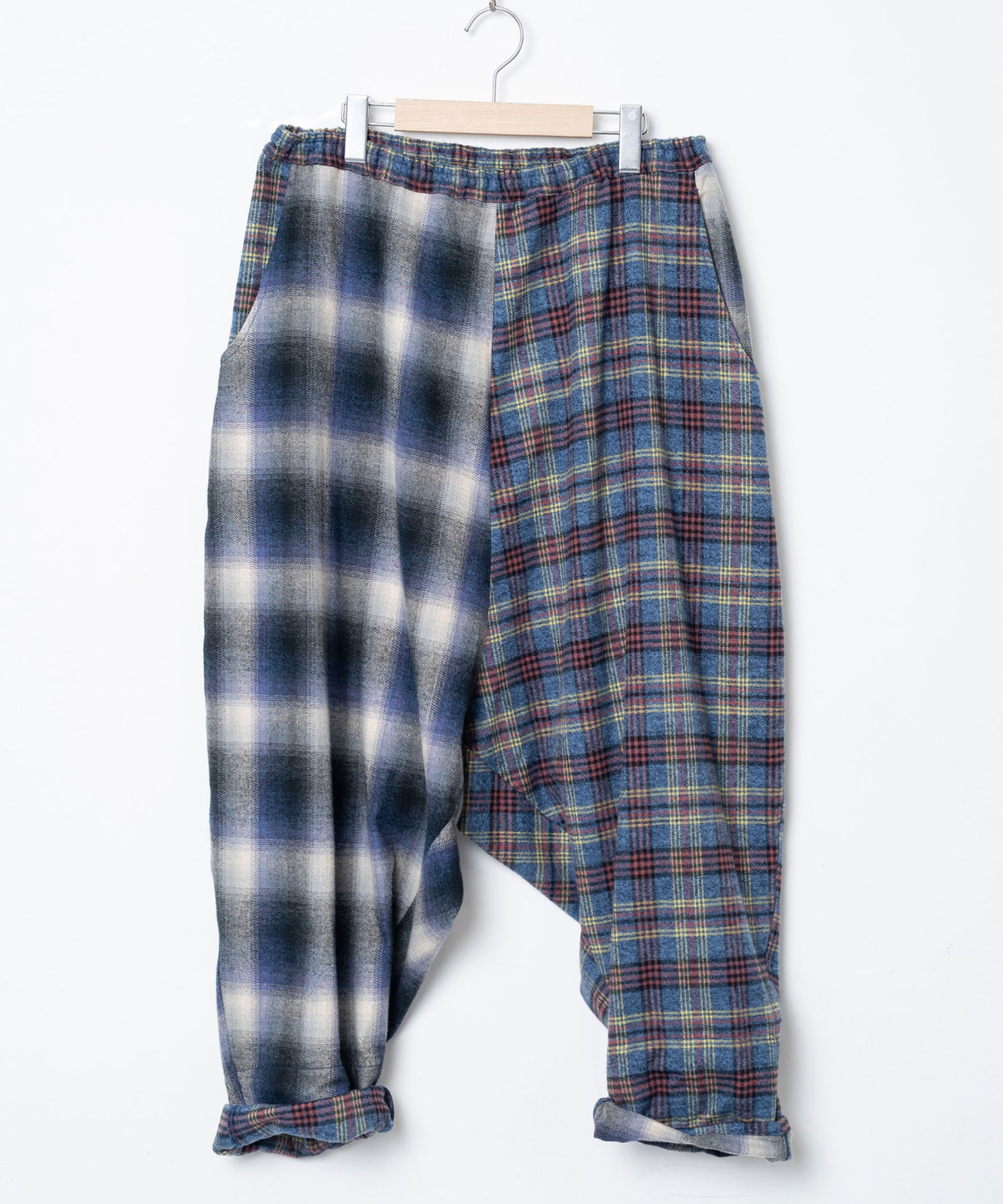 Half flannel check Wide Pants