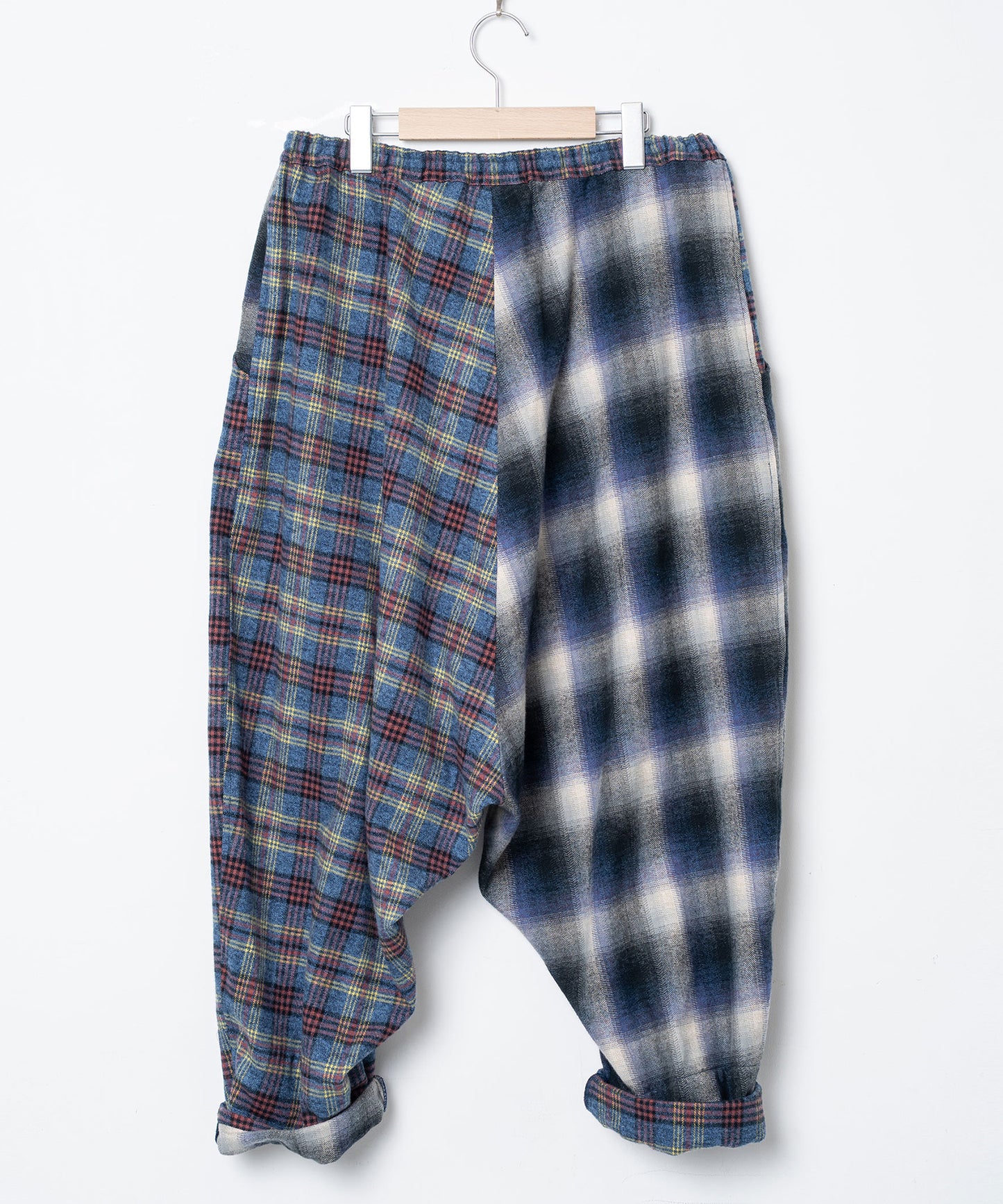 Half flannel check Wide Pants