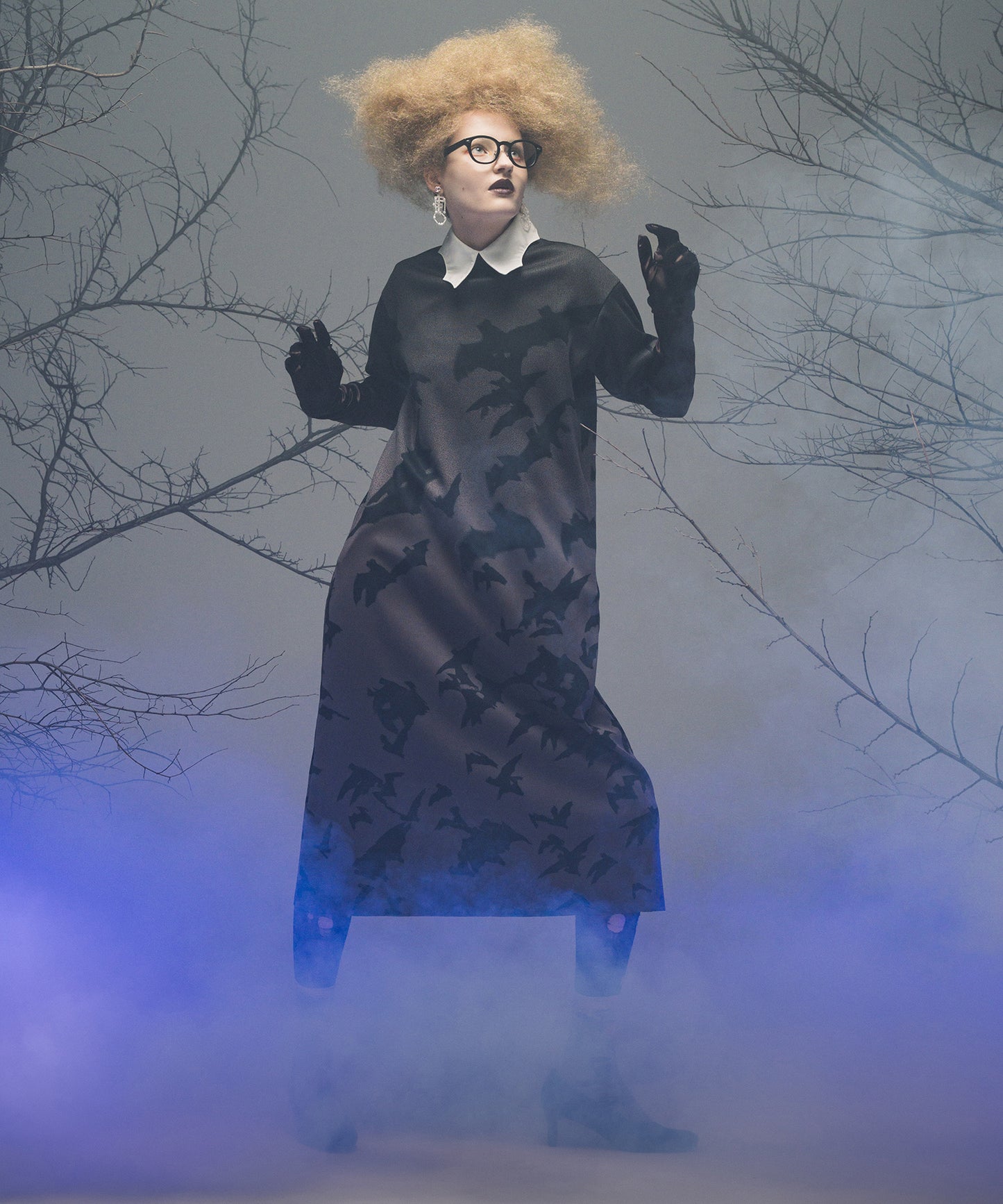 PRINT RIB L/S ONE-PIECE