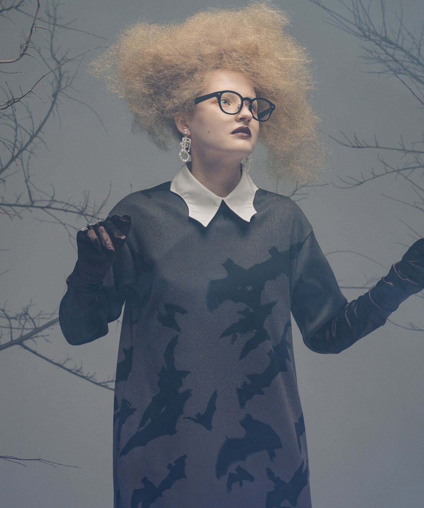 PRINT RIB L/S ONE-PIECE