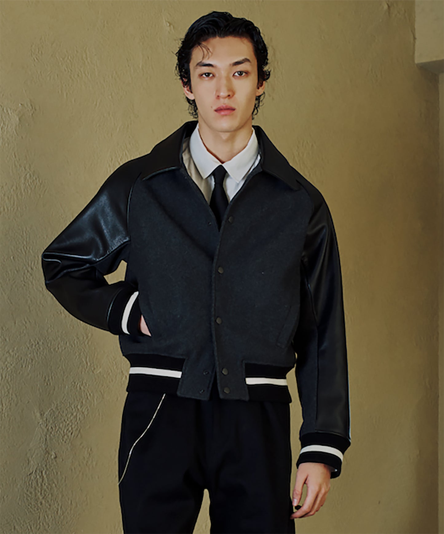 DRAPING VARSITY JACKET