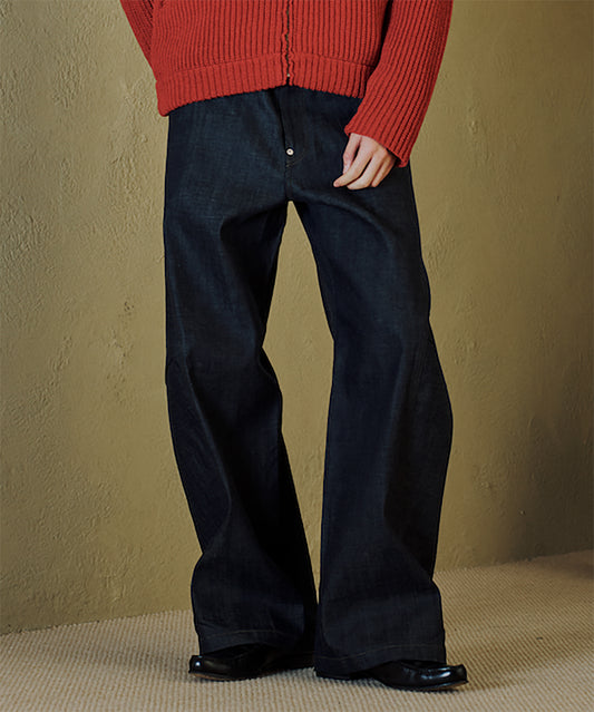 ENGINEERED DRAPING FLARE DENIM PANTS