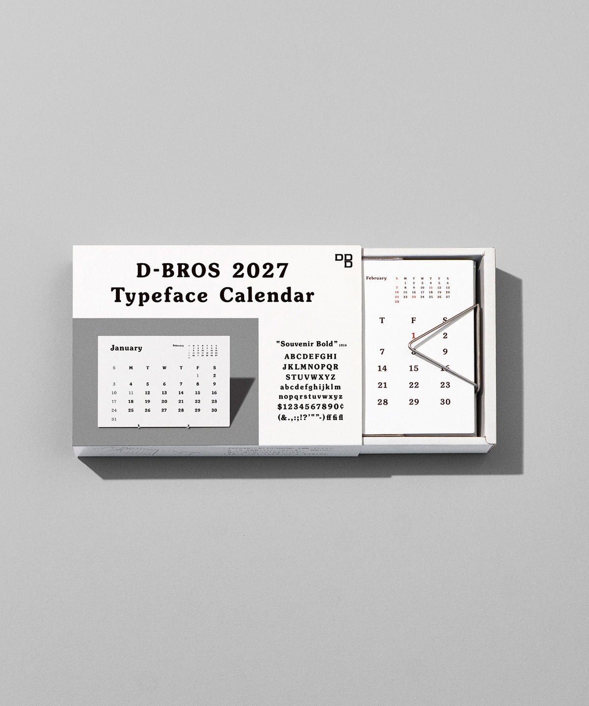 2027 Typeface Calendar 『 Souvenir Bold 』卓上カレンダー