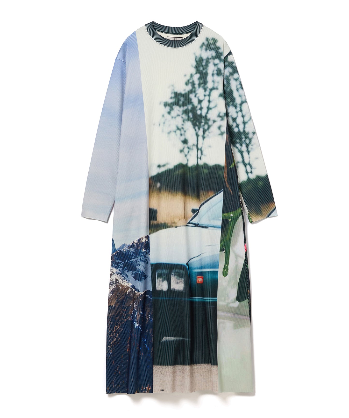 PRINT RIB L/S ONE-PIECE