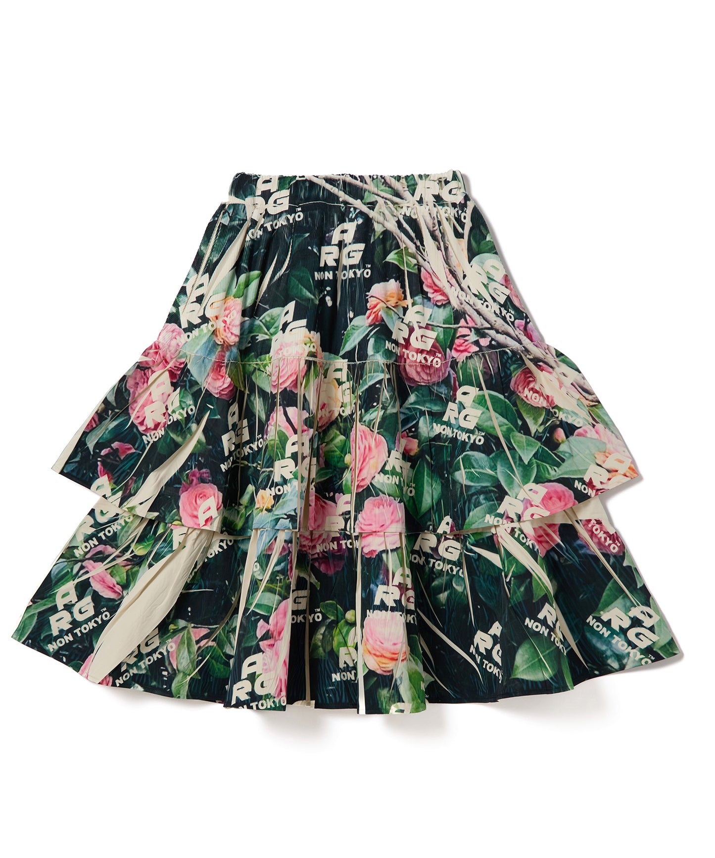 DIRECT PRINT RIB GATHER SKIRT