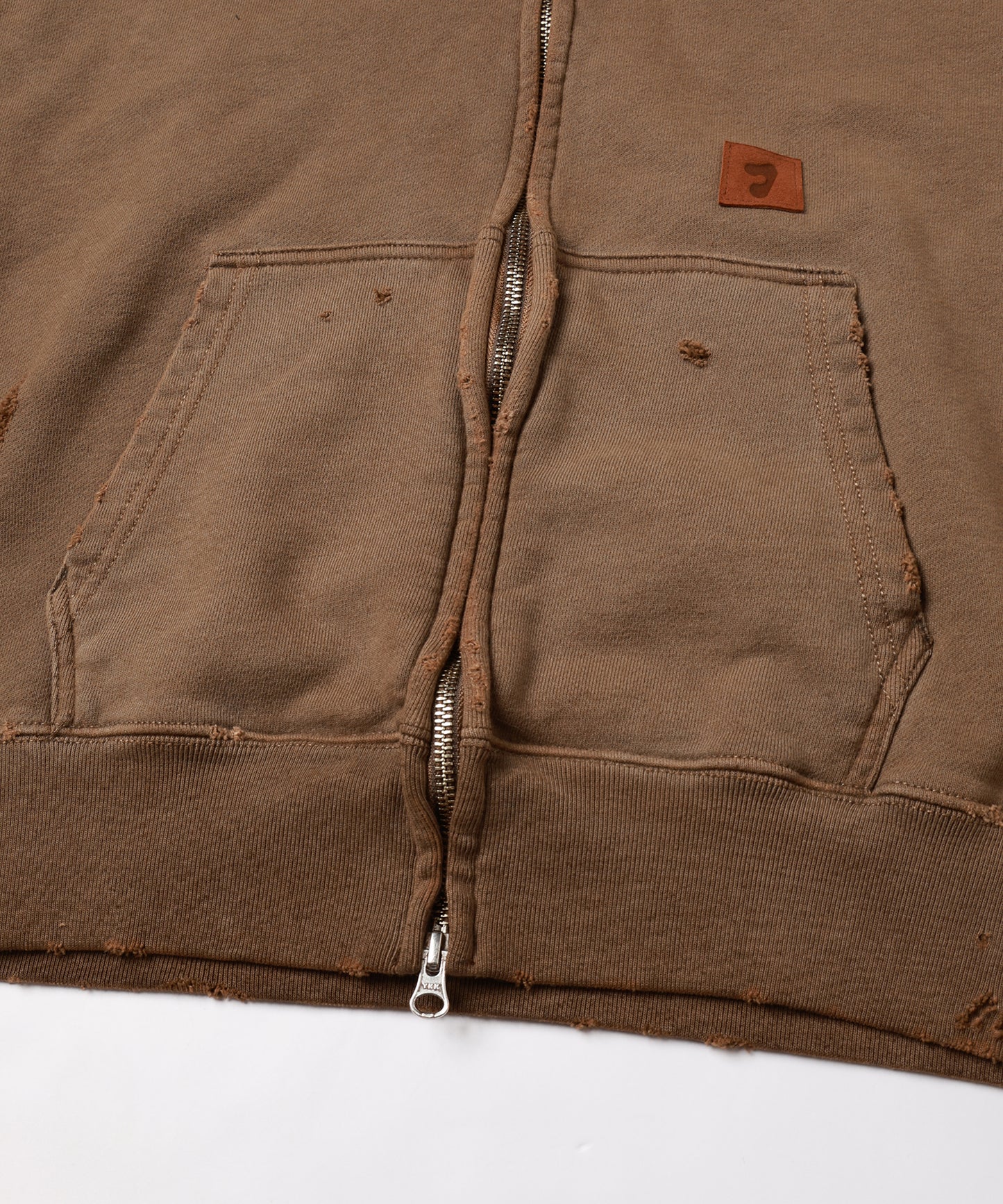 DAMAGE PATCH ZIP HOODIE