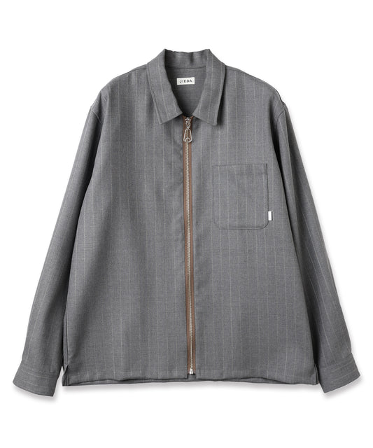 WOOL STRIPE ZIP SHIRT