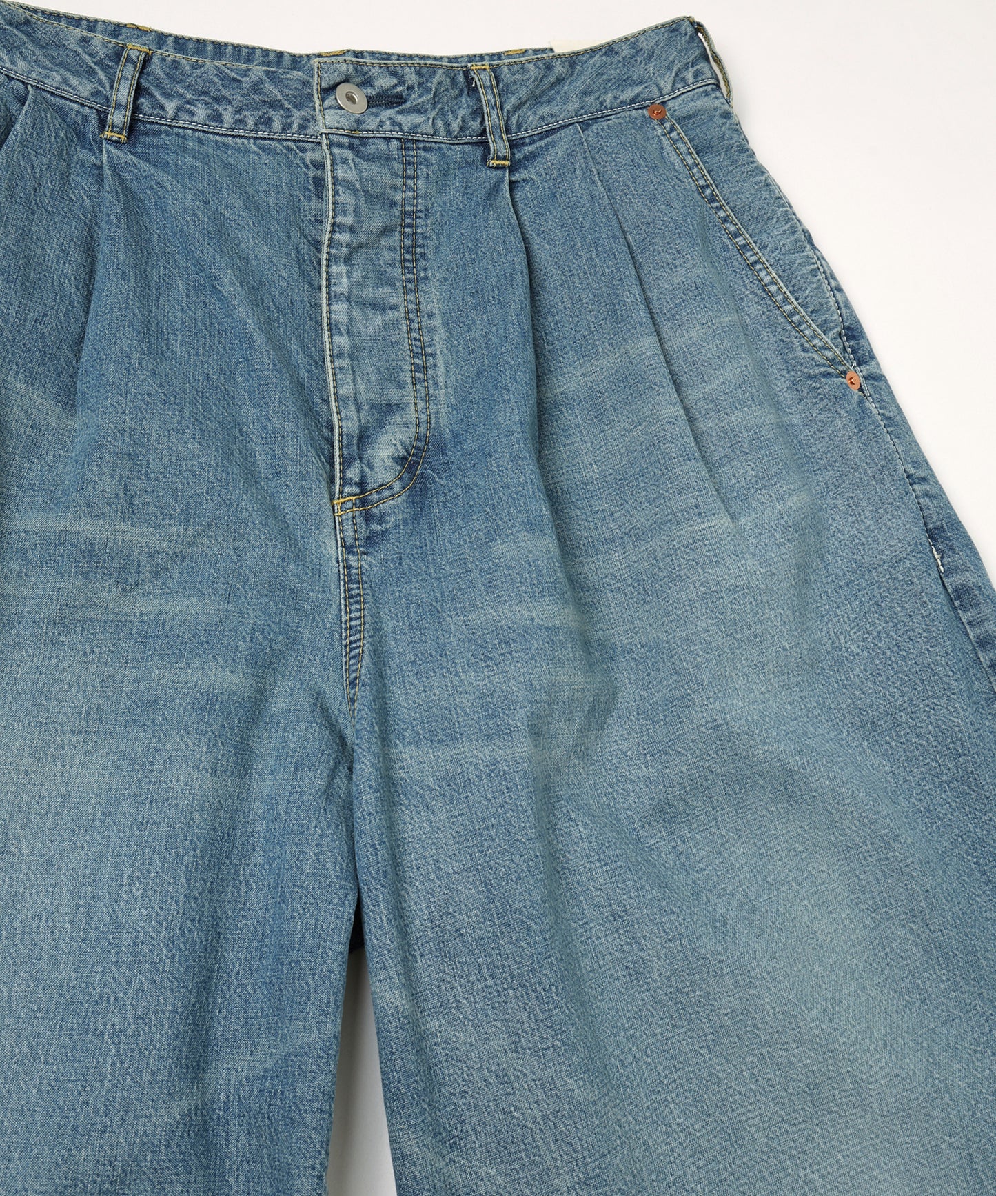 デニムシンプル2タックワ イドPT