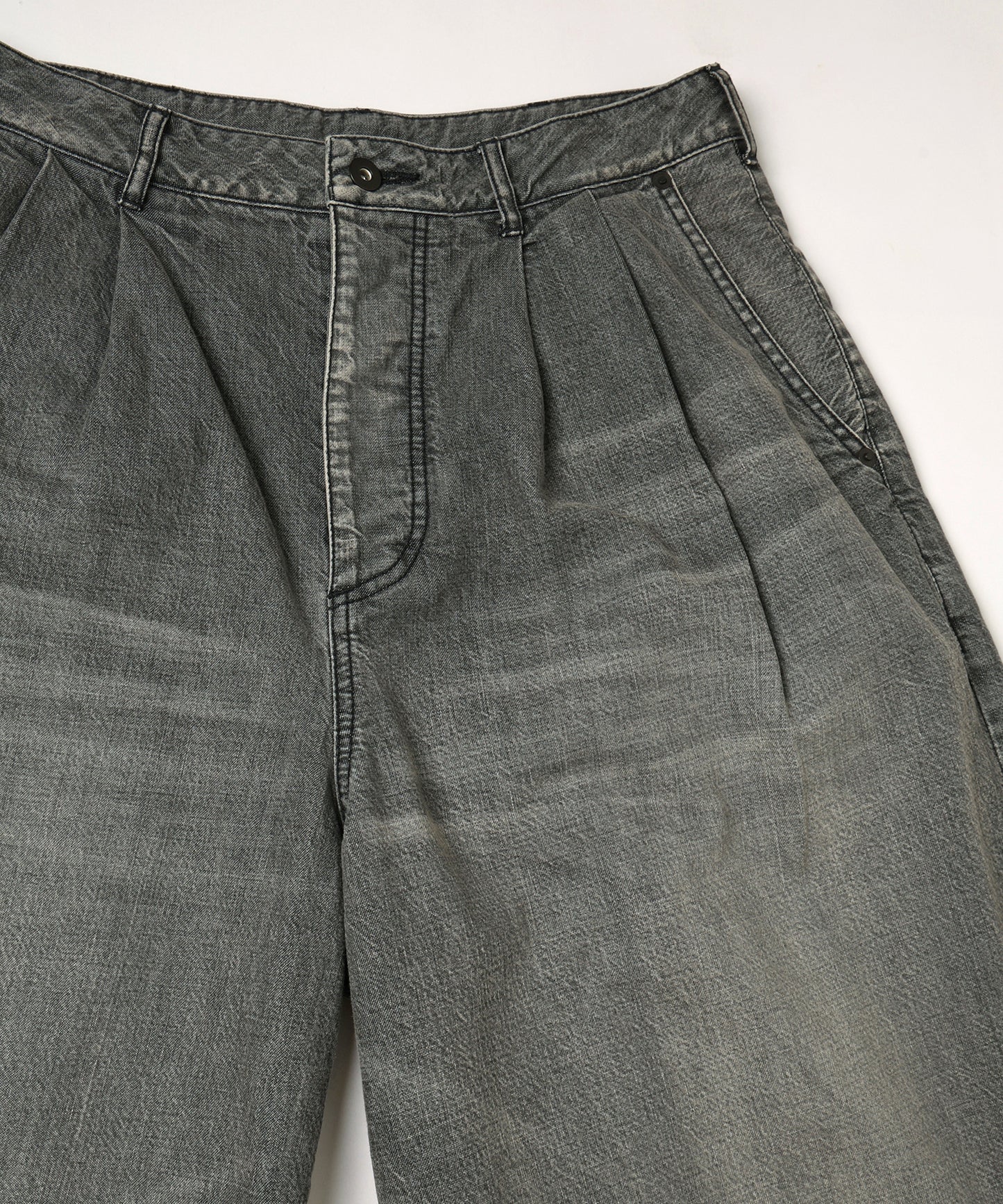 デニムシンプル2タックワ イドPT