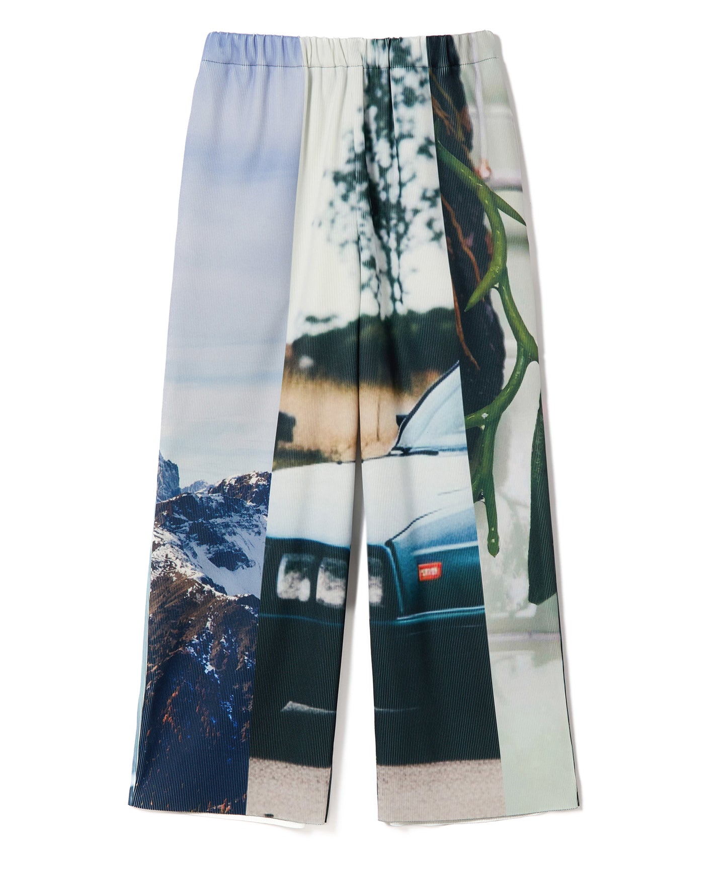 PRINT RIB WIDE PANTS