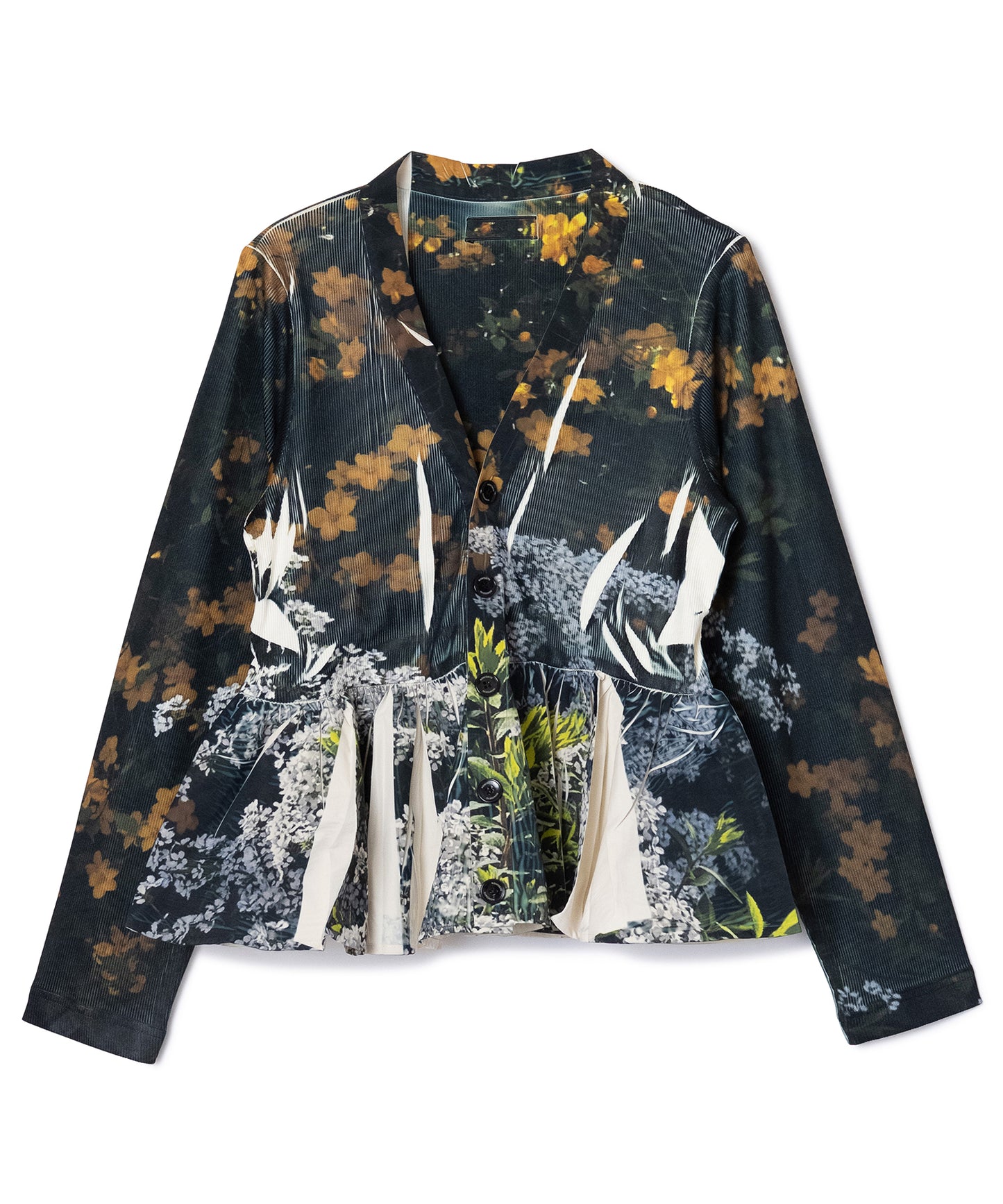 DIRECT PRINT RIB GATHER CARDIGAN