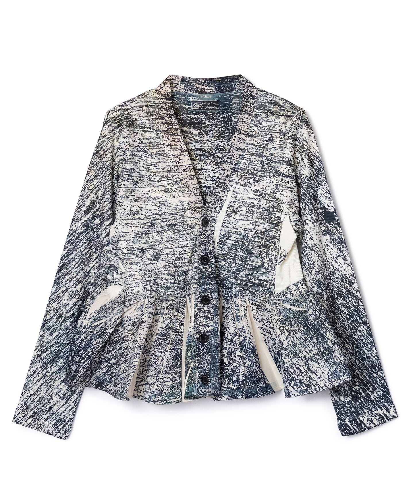 DIRECT PRINT RIB GATHER CARDIGAN