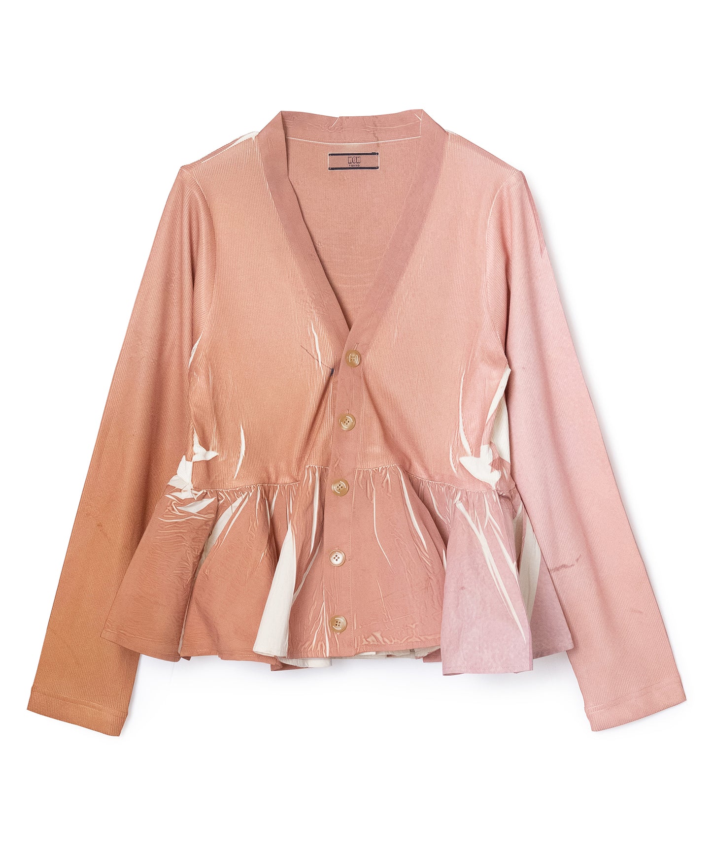DIRECT PRINT RIB GATHER CARDIGAN