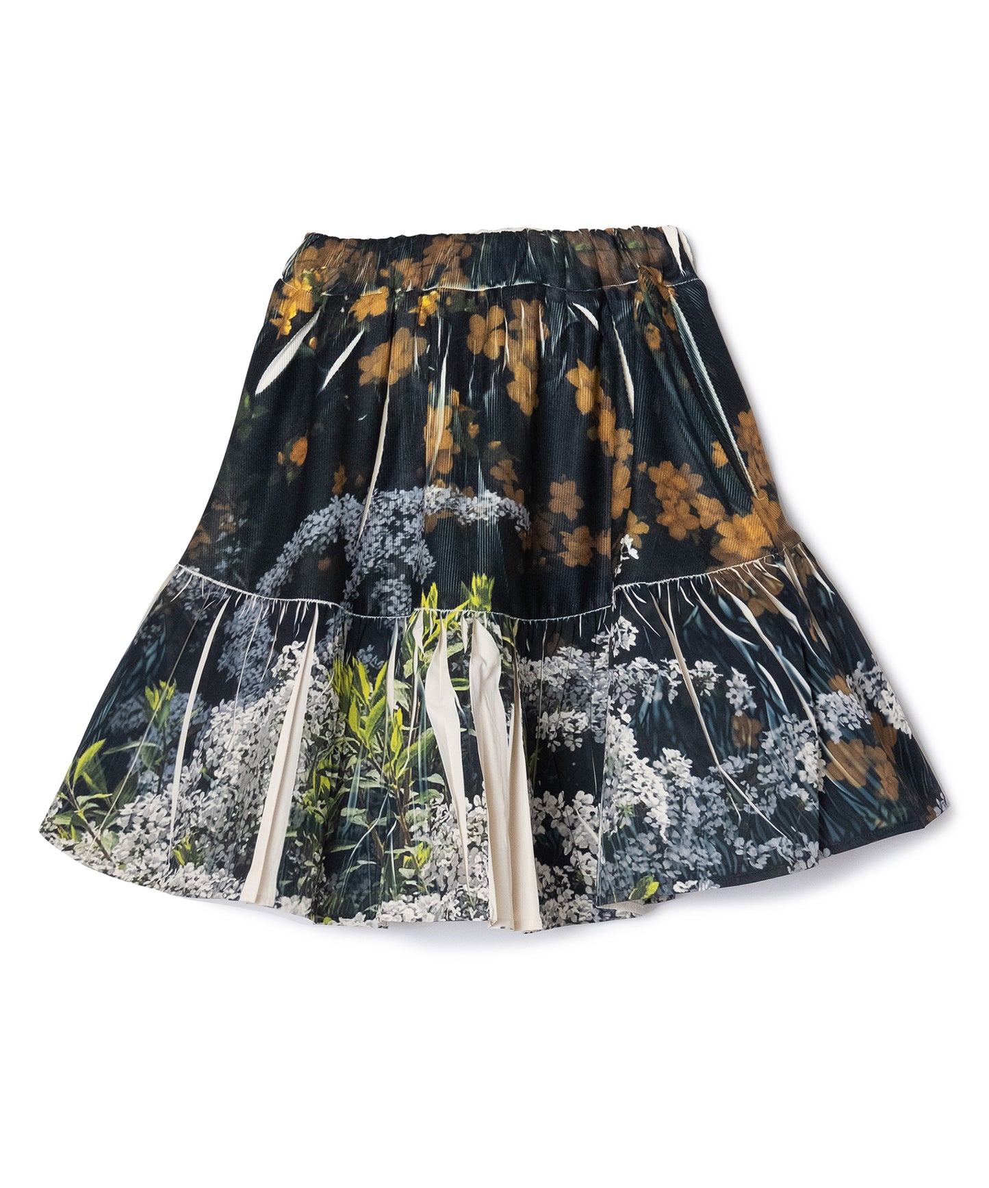DIRECT PRINT RIB GATHER MINI SKIRT