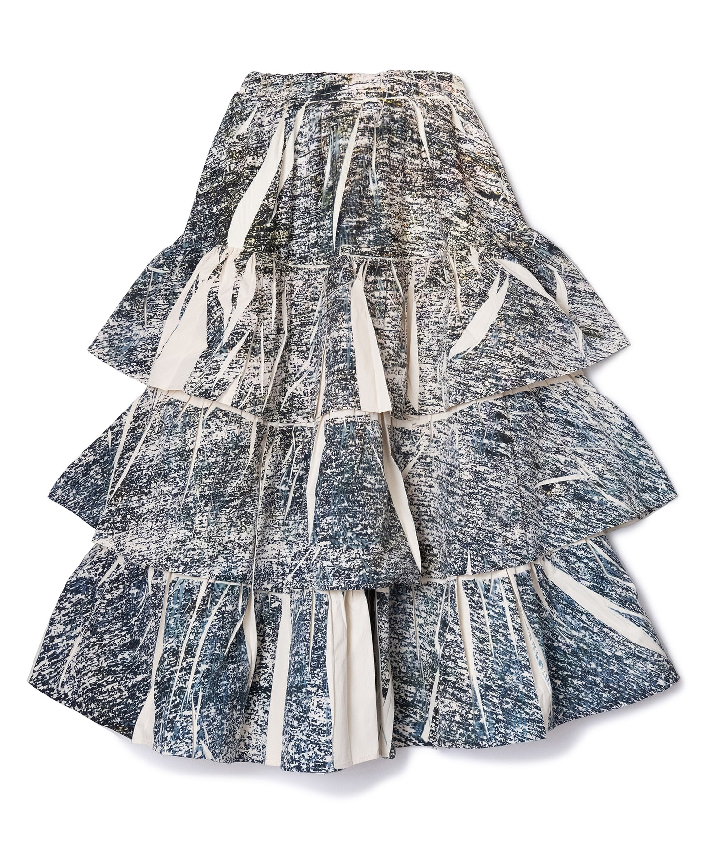 DIRECT PRINT RIB GATHER LONG SKIRT